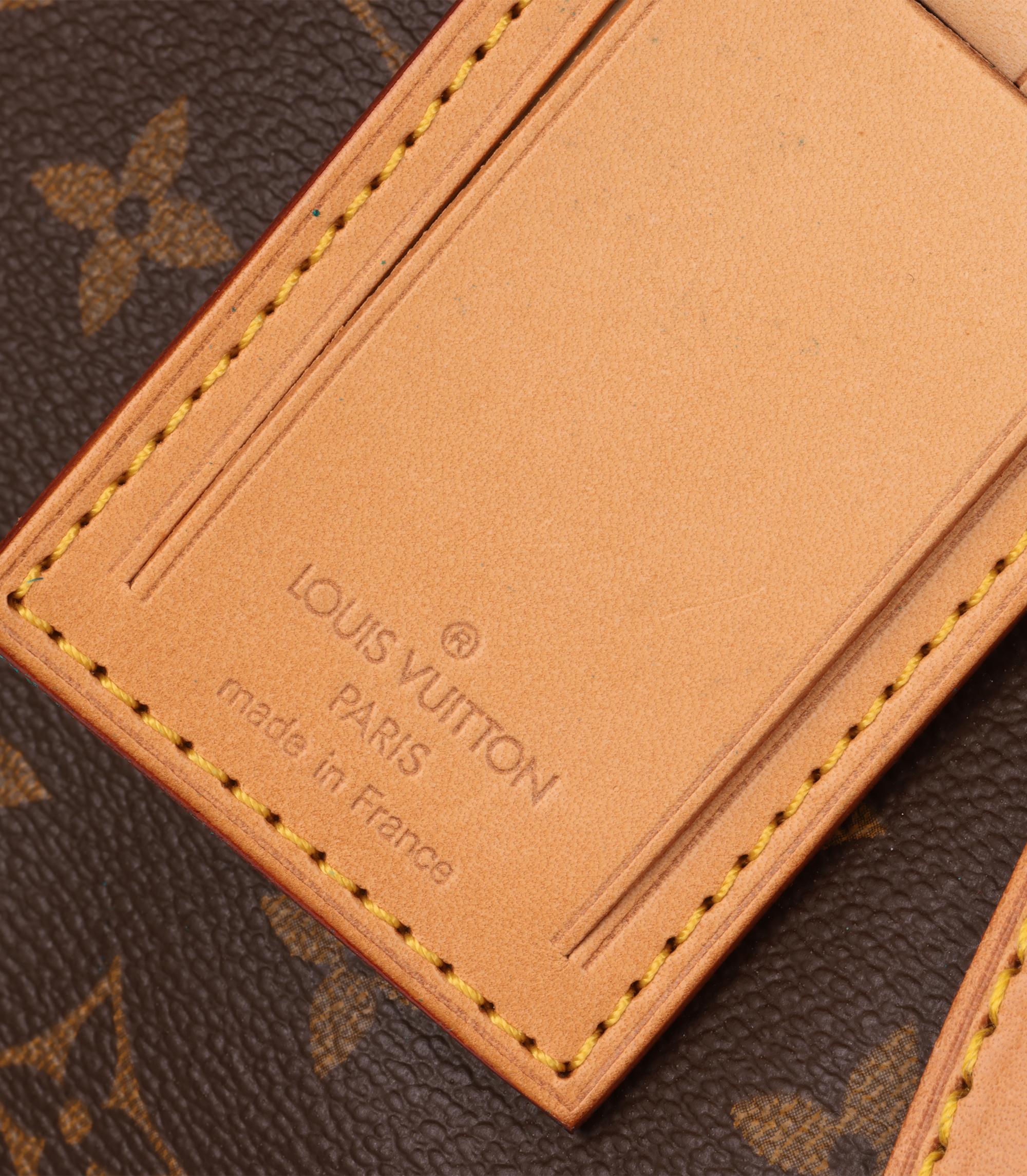 Louis Vuitton Brown Monogram Coated Canvas & Vachetta Leather Vintage Keepall 60 en venta 3
