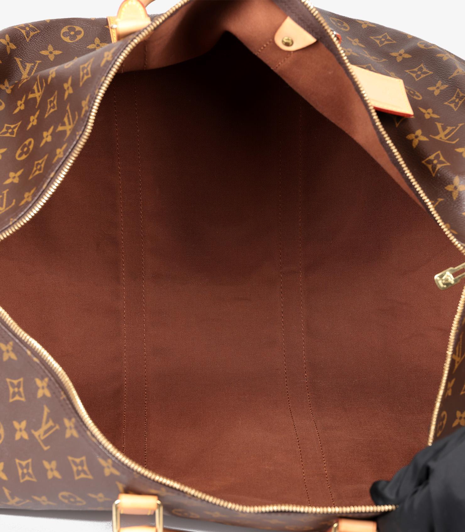 Louis Vuitton Brown Monogramm beschichtetem Segeltuch & Vachetta Leder Vintage Keepall 60 4