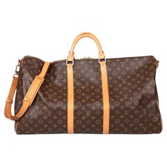 Louis Vuitton: Keepall Vintage 60 in tela e pelle vintage con Monogram marrone e pelle Vachetta