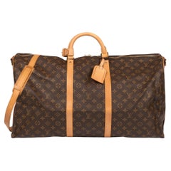 Louis Vuitton Brown Monogram Coated Canvas & Vachetta Leather Vintage Keepall 60