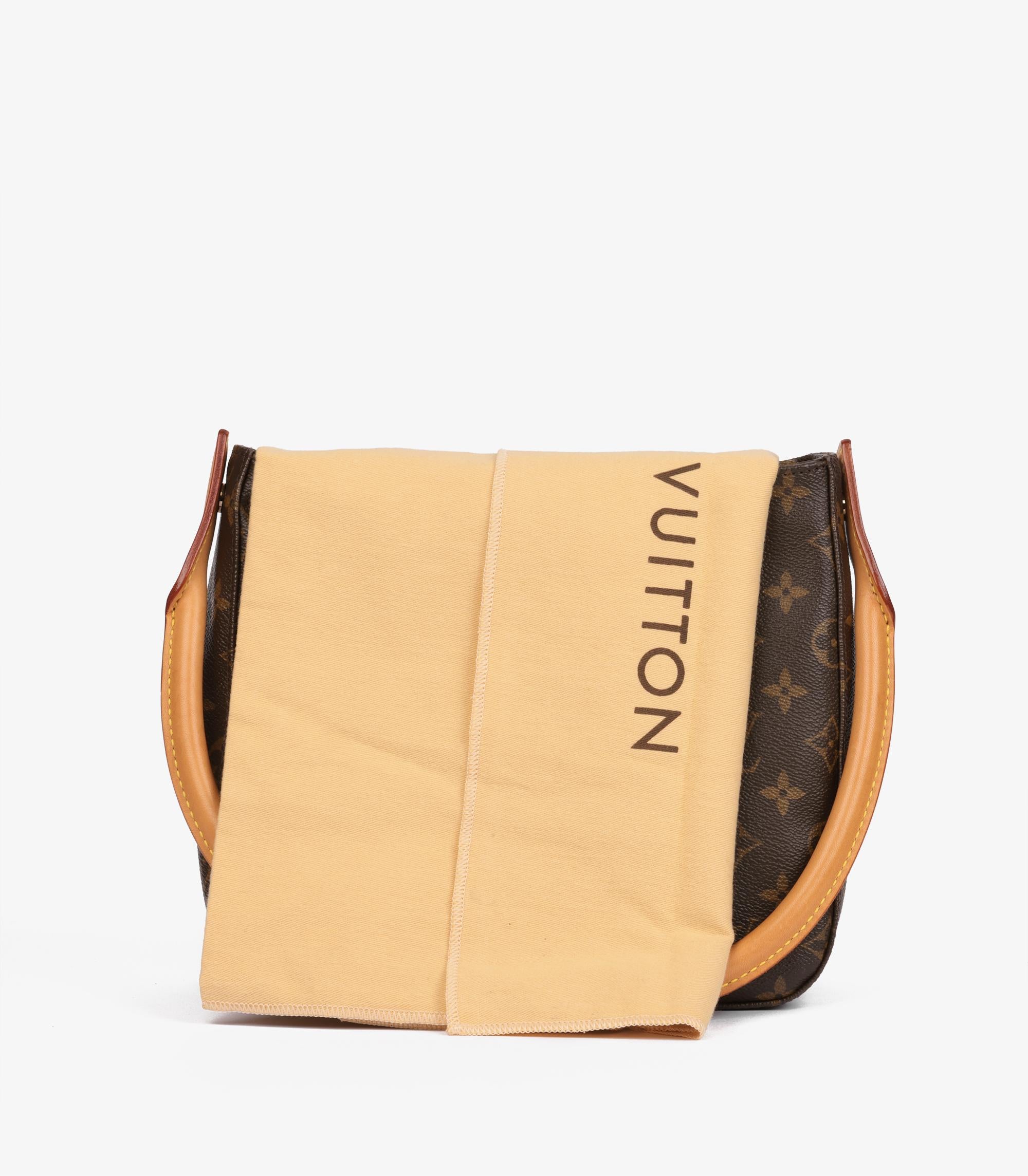 Louis Vuitton Brown Monogram Coated Canvas & Vachetta Leather Vintage Looping MM en vente 6
