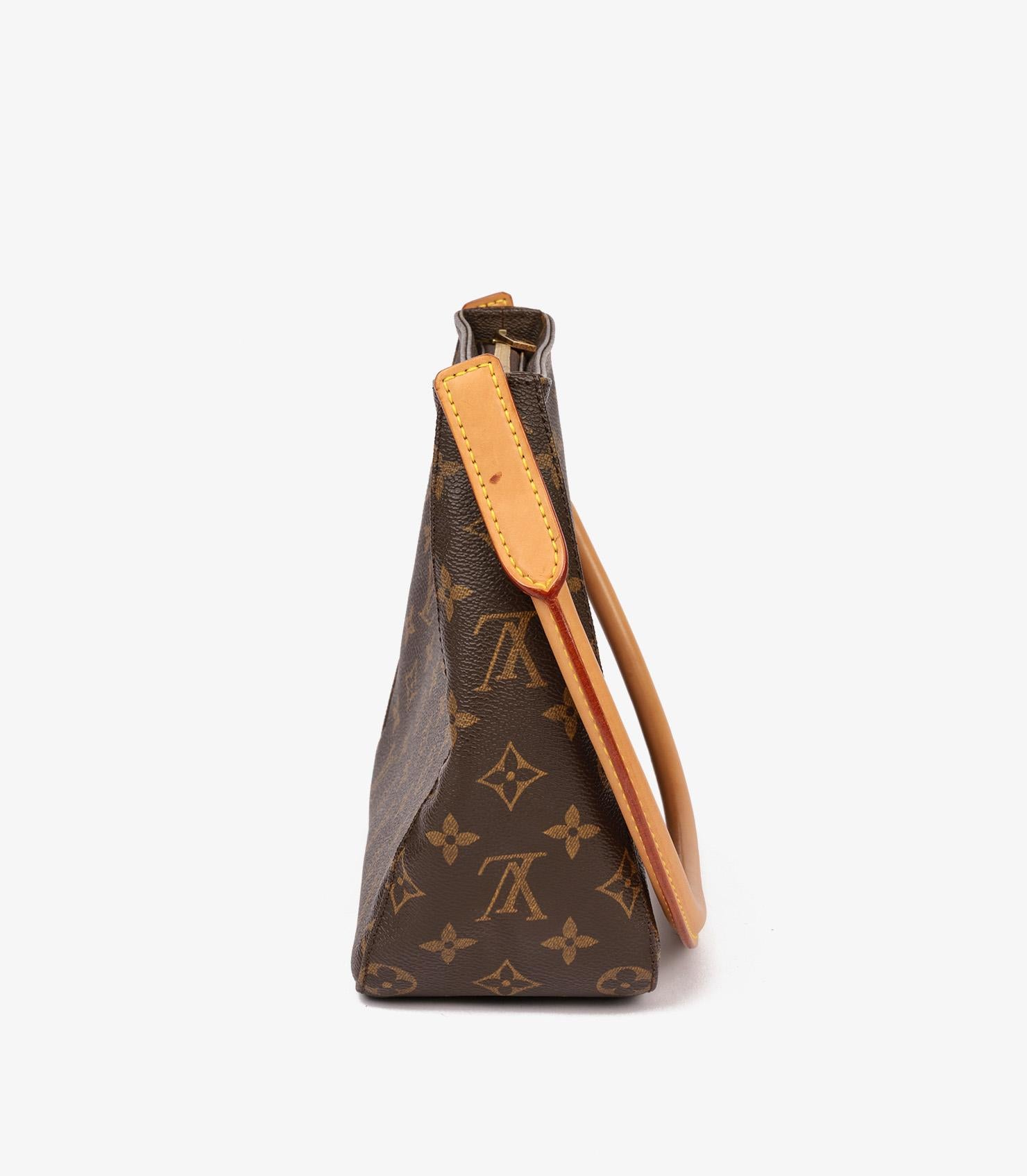 Women's or Men's Louis Vuitton Brown Monogram Coated Canvas & Vachetta Leather Vintage Looping MM