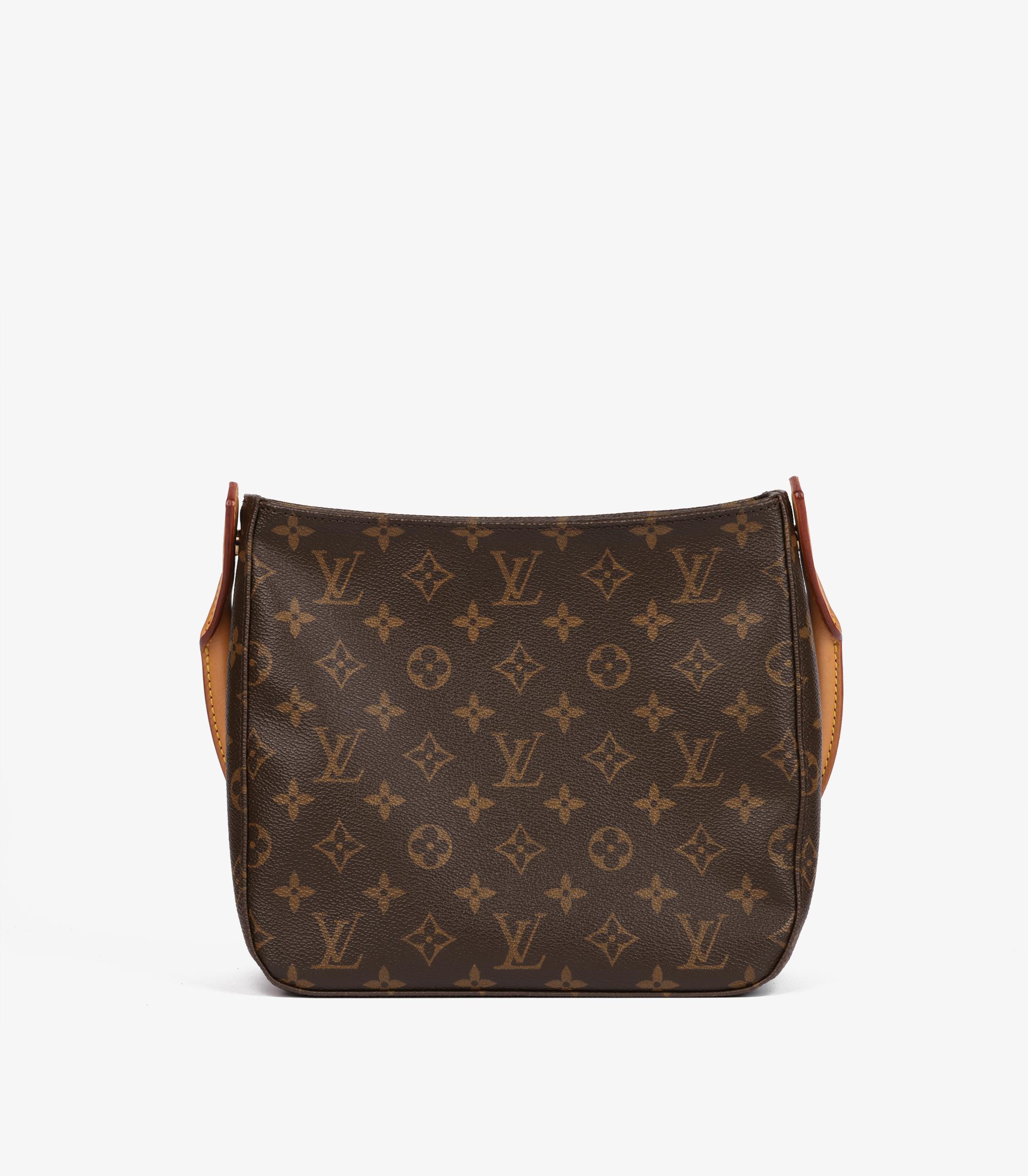 Louis Vuitton Brown Monogram Coated Canvas & Vachetta Leather Vintage Looping MM Unisexe en vente