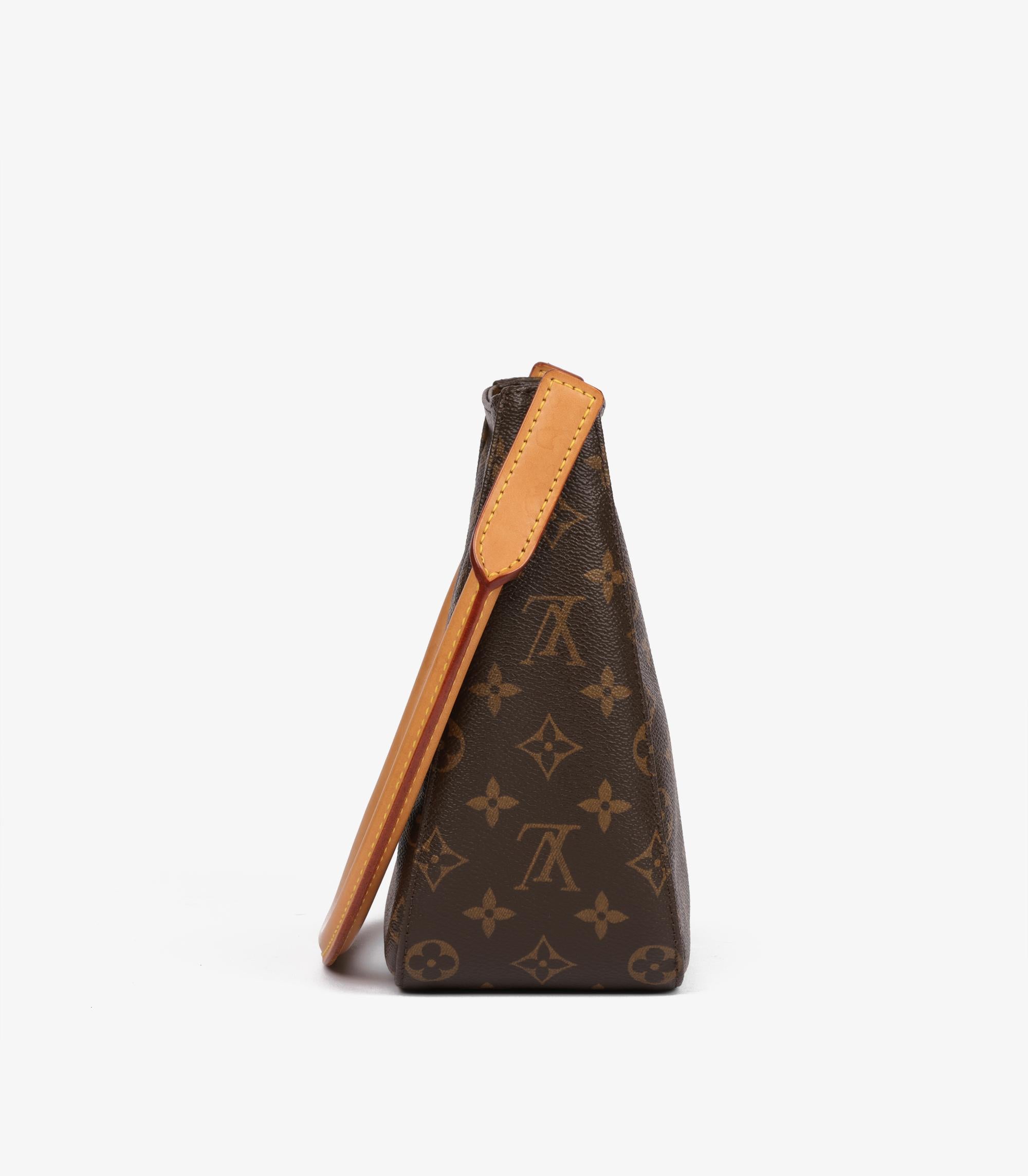 Louis Vuitton Brown Monogram Coated Canvas & Vachetta Leather Vintage Looping MM en vente 1
