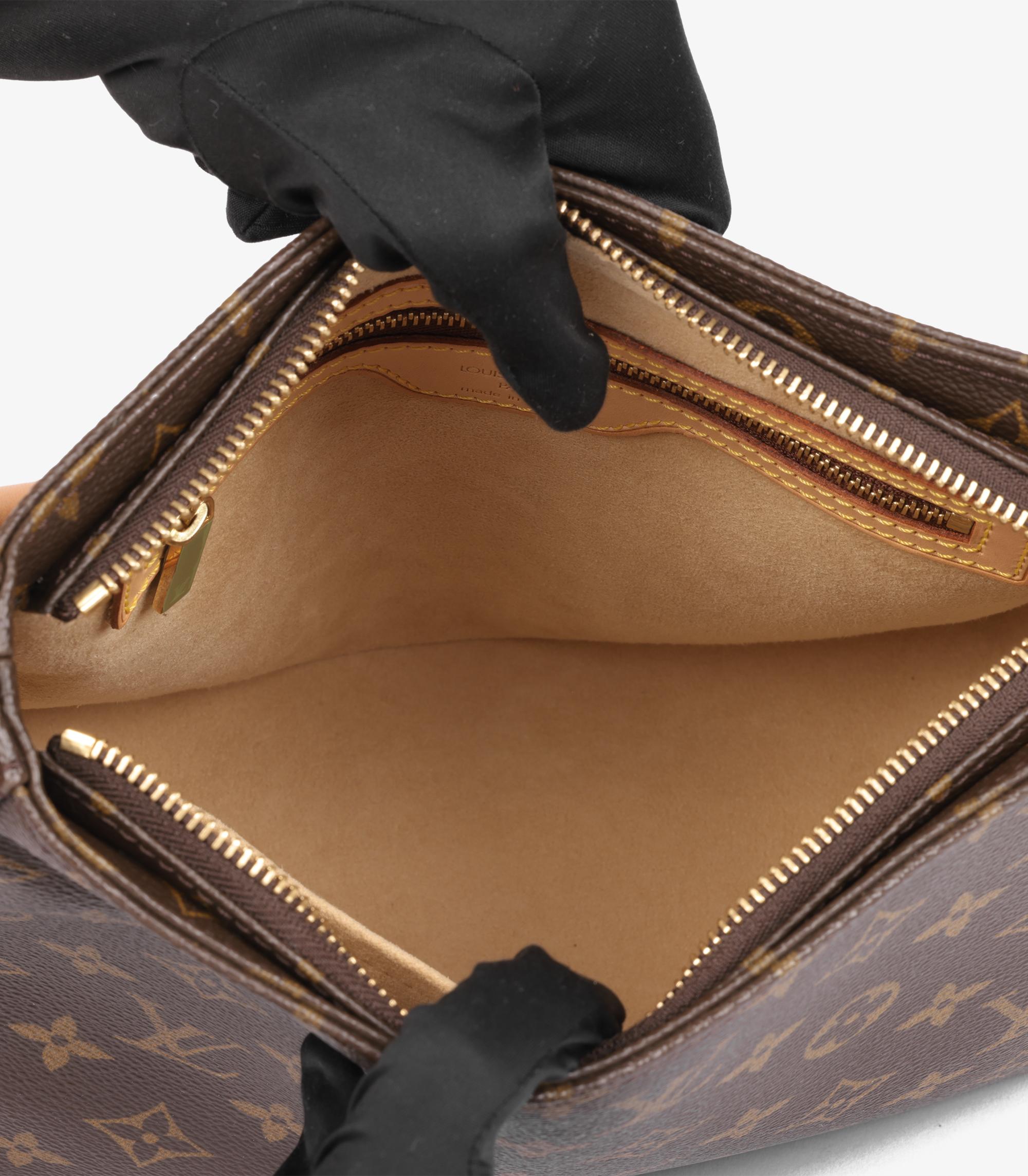 Louis Vuitton Brown Monogram Coated Canvas & Vachetta Leather Vintage Looping MM en vente 3