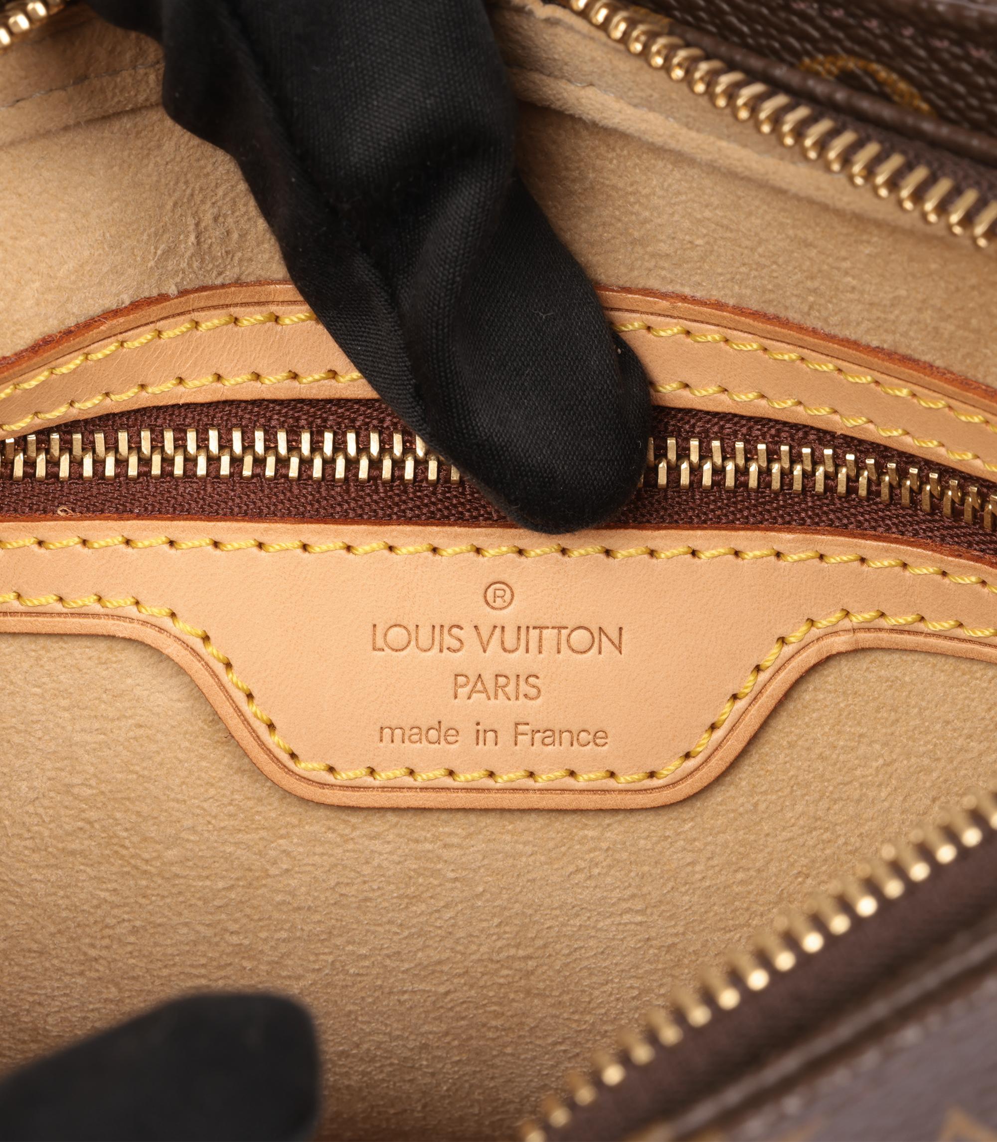 Louis Vuitton Brown Monogram Coated Canvas & Vachetta Leather Vintage Looping MM en vente 4