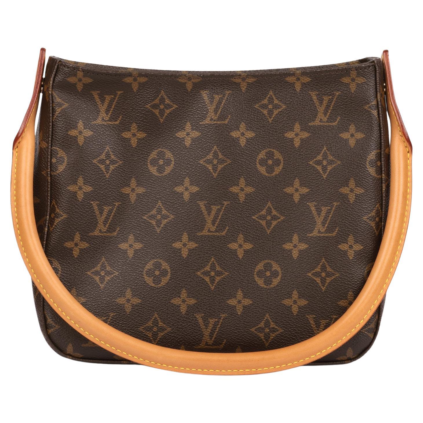 Louis Vuitton Brown Monogram Coated Canvas & Vachetta Leather Vintage Looping MM en vente
