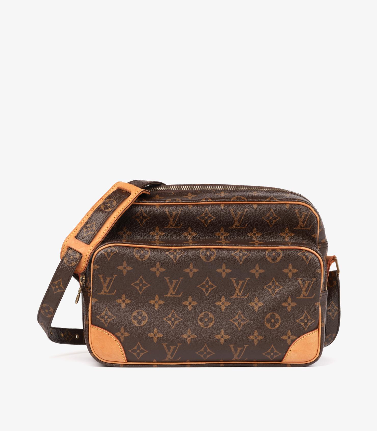Noir Louis Vuitton Brown Monogram Coated Canvas & Vachetta Leather Vintage Nile en vente