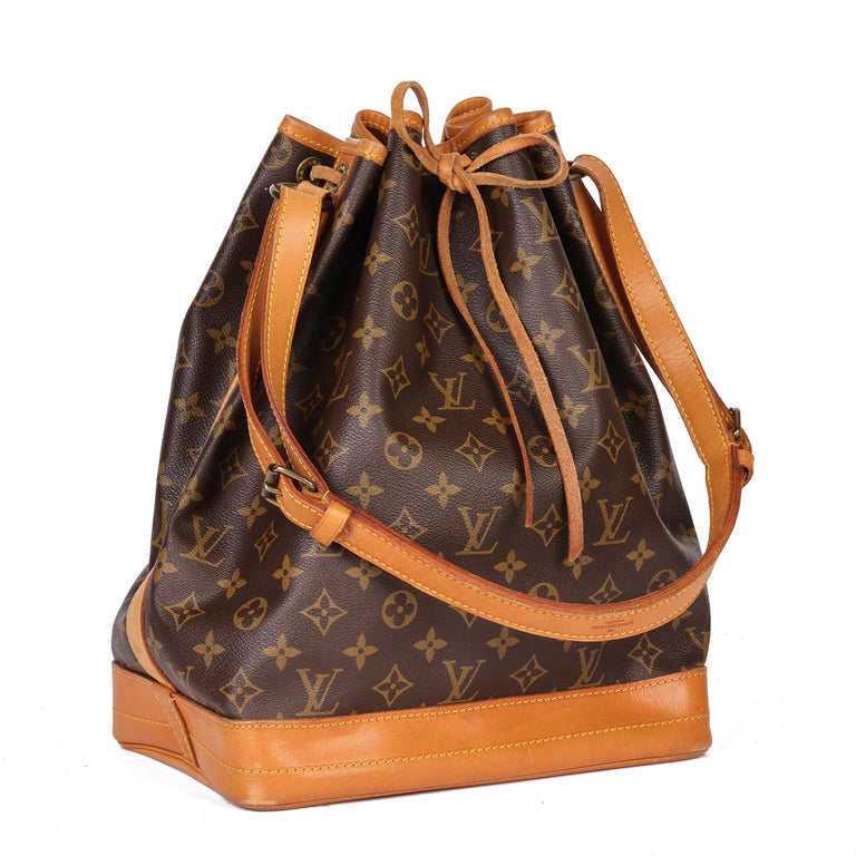 LOUIS VUITTON Brown Monogram Coated Canvas and Vachetta Leather Vintage  PetitNoé at 1stDibs