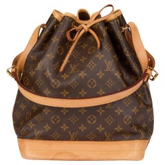 LOUIS VUITTON Brown Monogram Coated Canvas & Vachetta Leather Used Noé