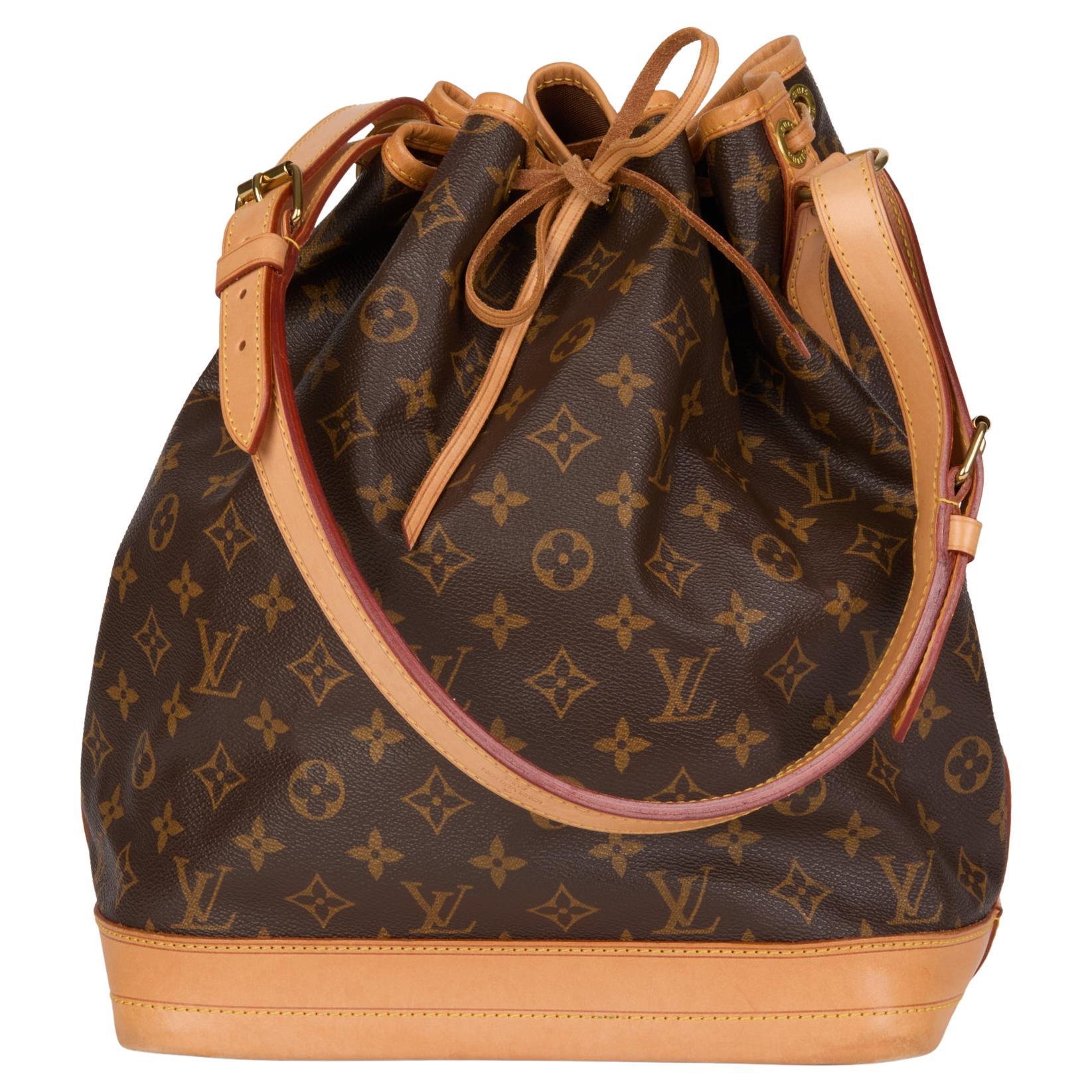 LOUIS VUITTON Brown Monogram Coated Canvas 
Vachetta Leather Vintage Noé