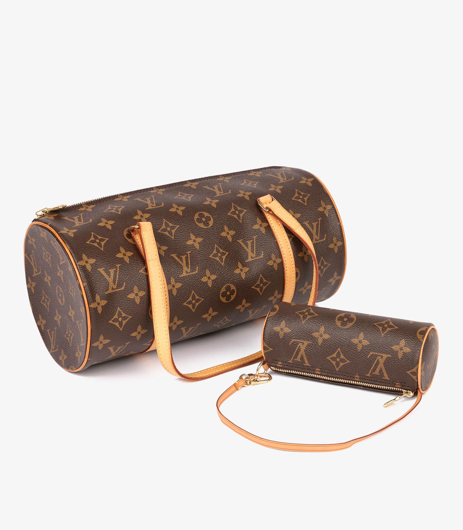 Louis Vuitton Brown Monogram Coated Canvas & Vachetta Leather Vintage Papillon In Excellent Condition In Bishop's Stortford, Hertfordshire