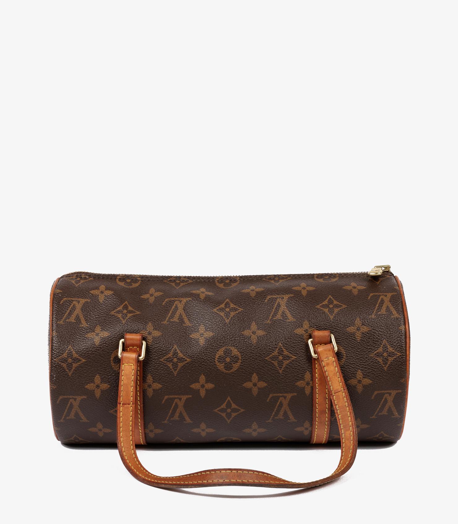 Louis Vuitton Brown Monogram Coated Canvas & Vachetta Leather Vintage Papillon For Sale 1