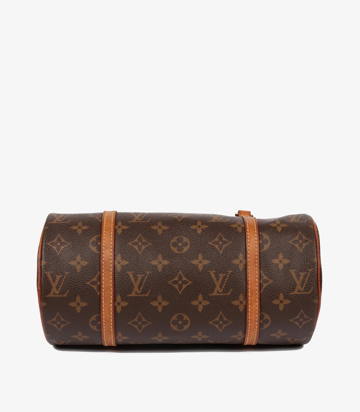 Louis Vuitton Brown Monogram Coated Canvas & Vachetta Leather Vintage Papillon For Sale 2