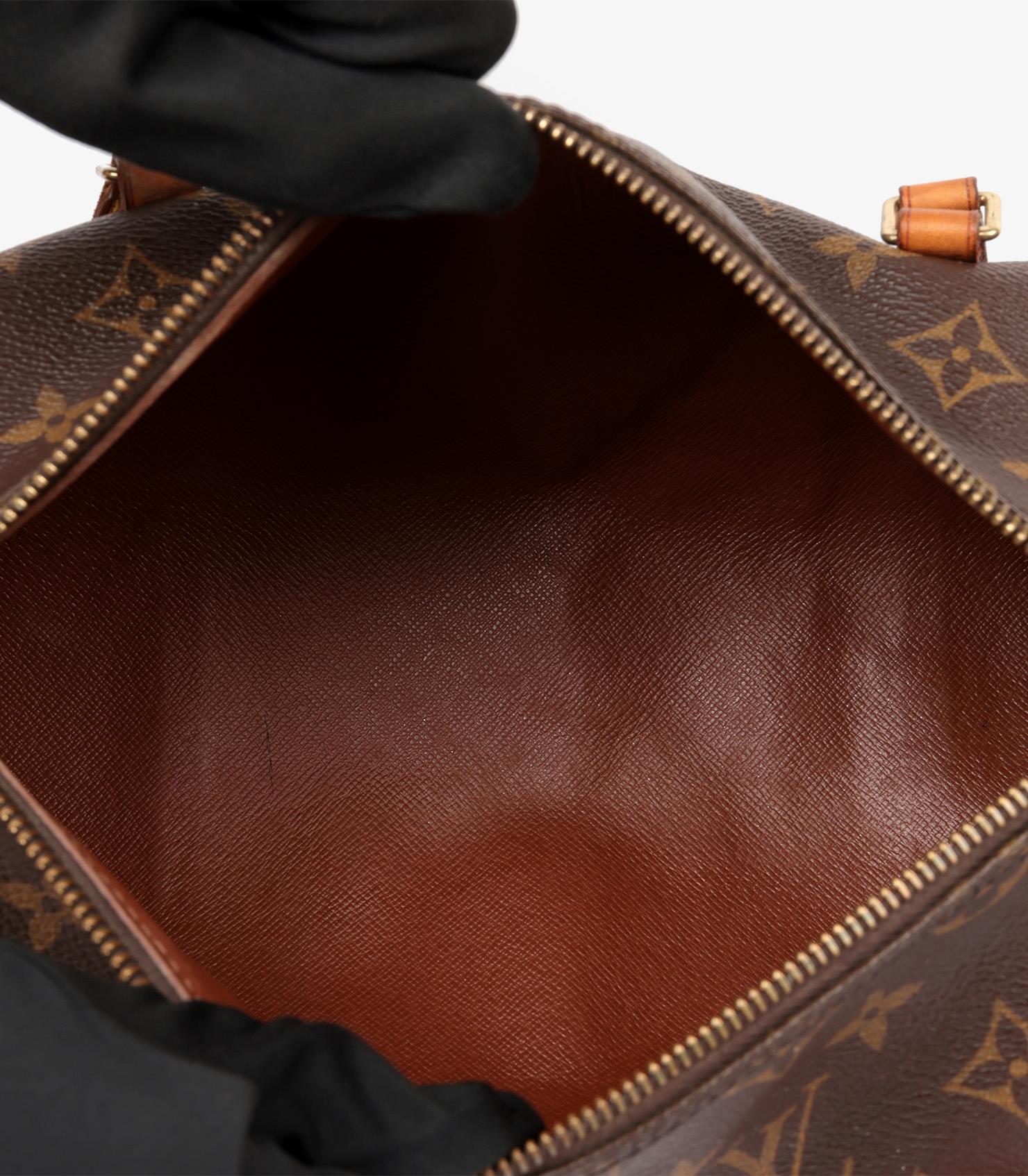 Louis Vuitton Brown Monogram Coated Canvas & Vachetta Leather Vintage Papillon For Sale 4