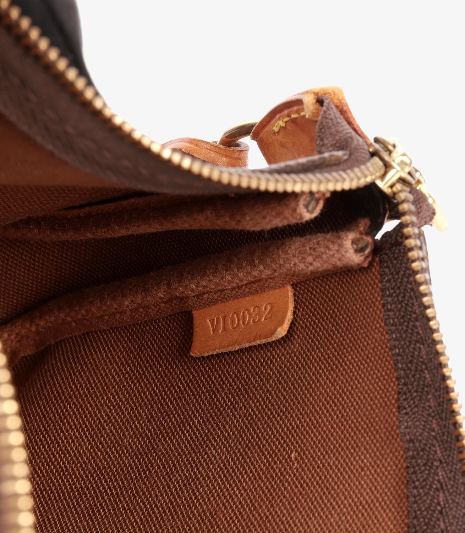 Louis Vuitton Brown Monogram Coated Canvas & Vachetta Leather Vintage Pochette  For Sale 5