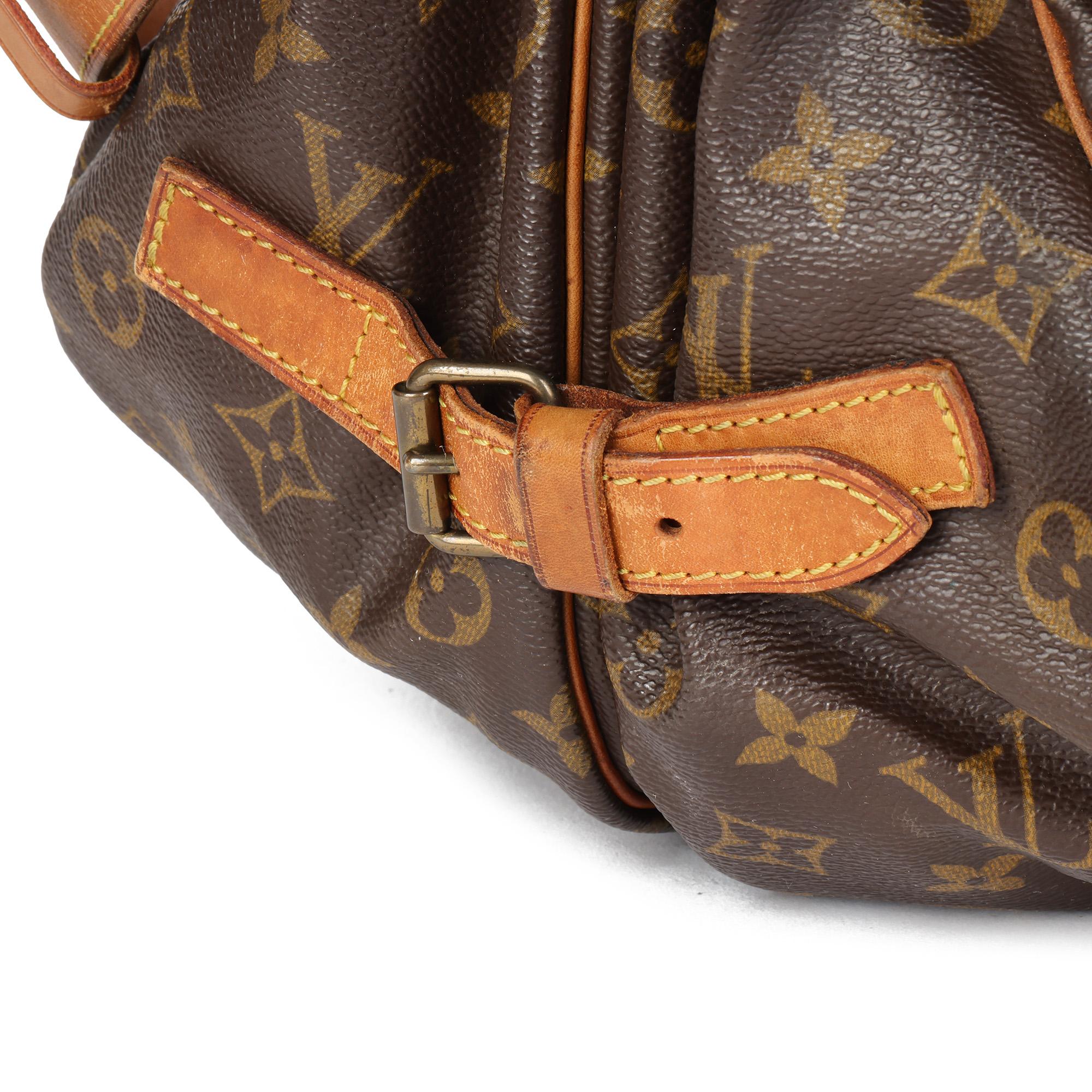 Women's LOUIS VUITTON Brown Monogram Coated Canvas & Vachetta Leather Vintage Saumur 35