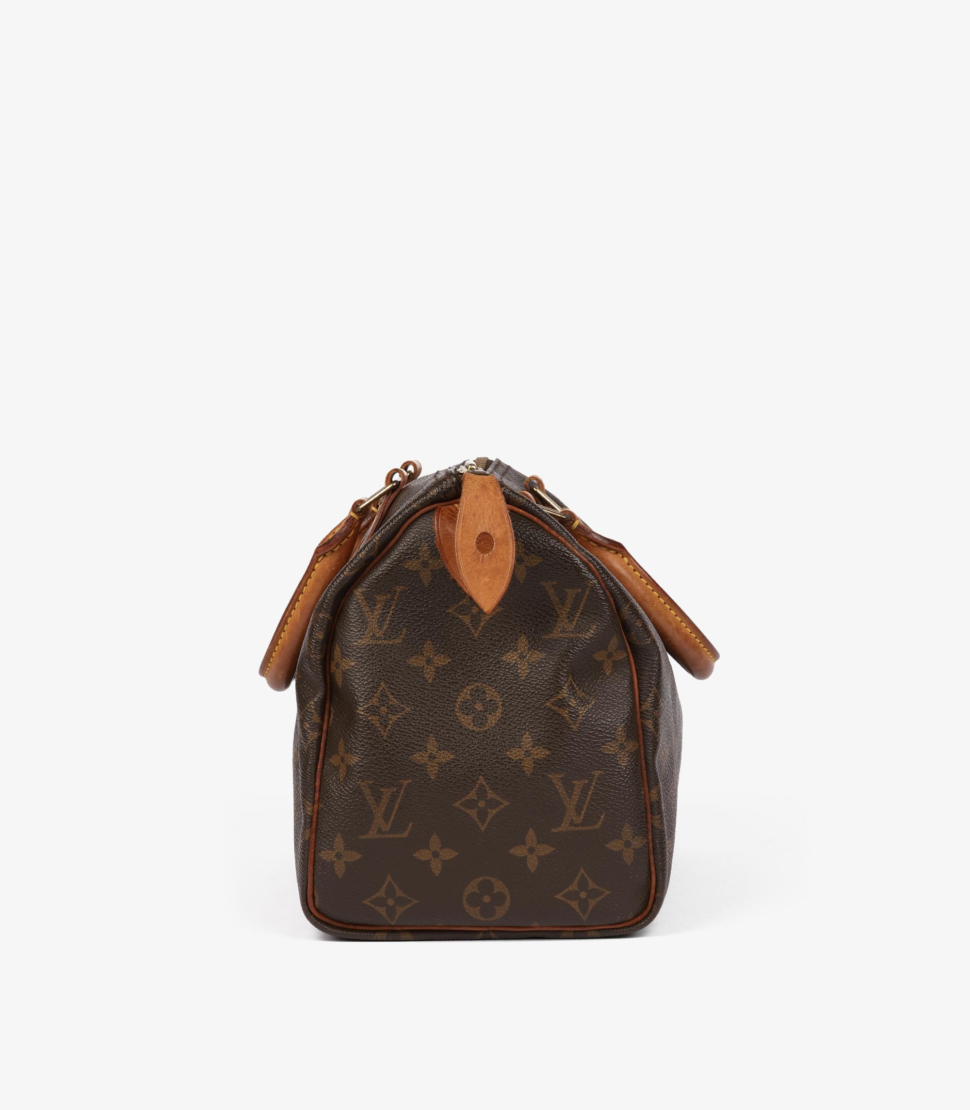 Louis Vuitton Brown Monogram Coated Canvas & Vachetta Leather Vintage Speedy 25 Unisexe en vente