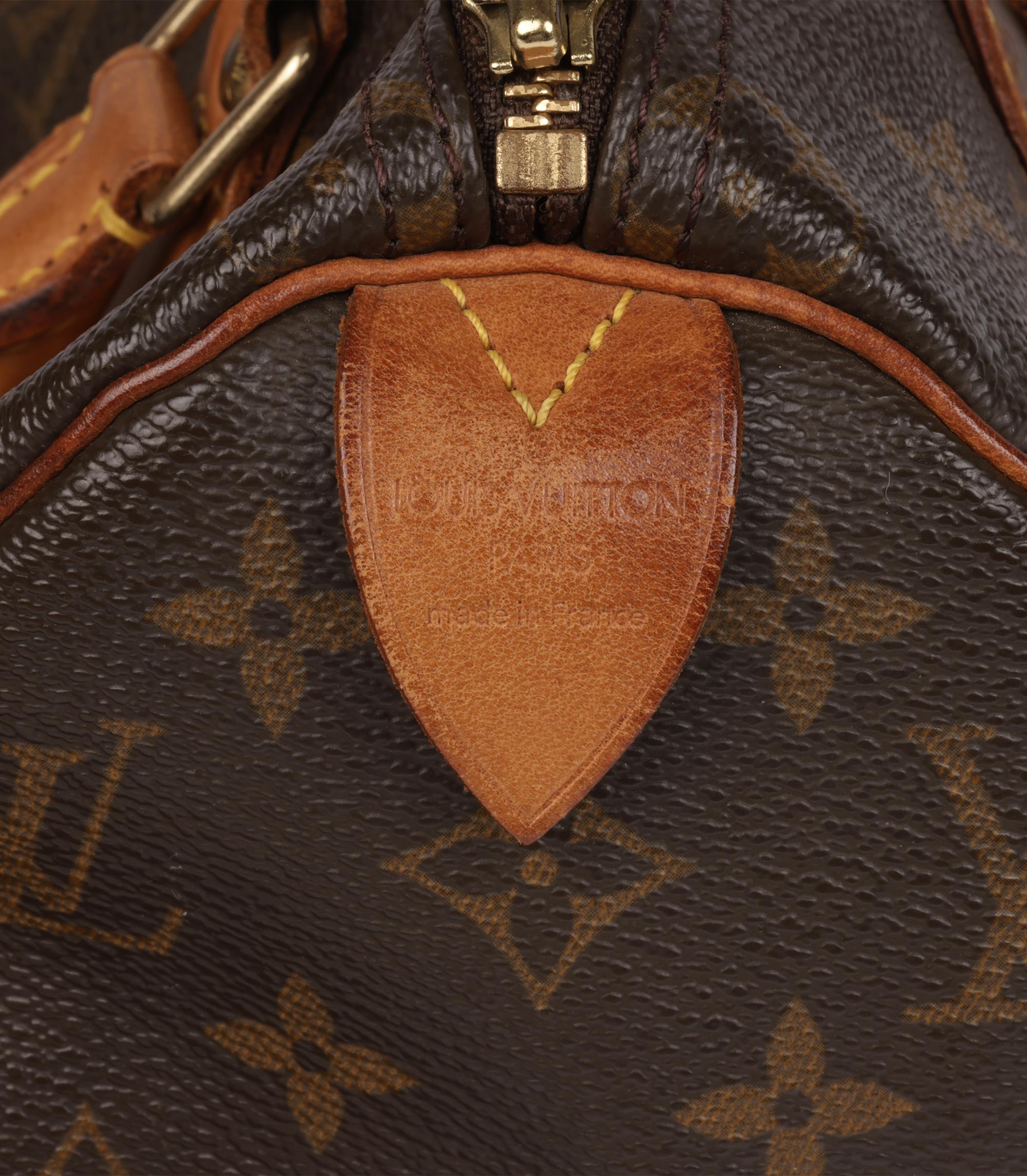Louis Vuitton Brown Monogram Coated Canvas & Vachetta Leather Vintage Speedy 25 en vente 4