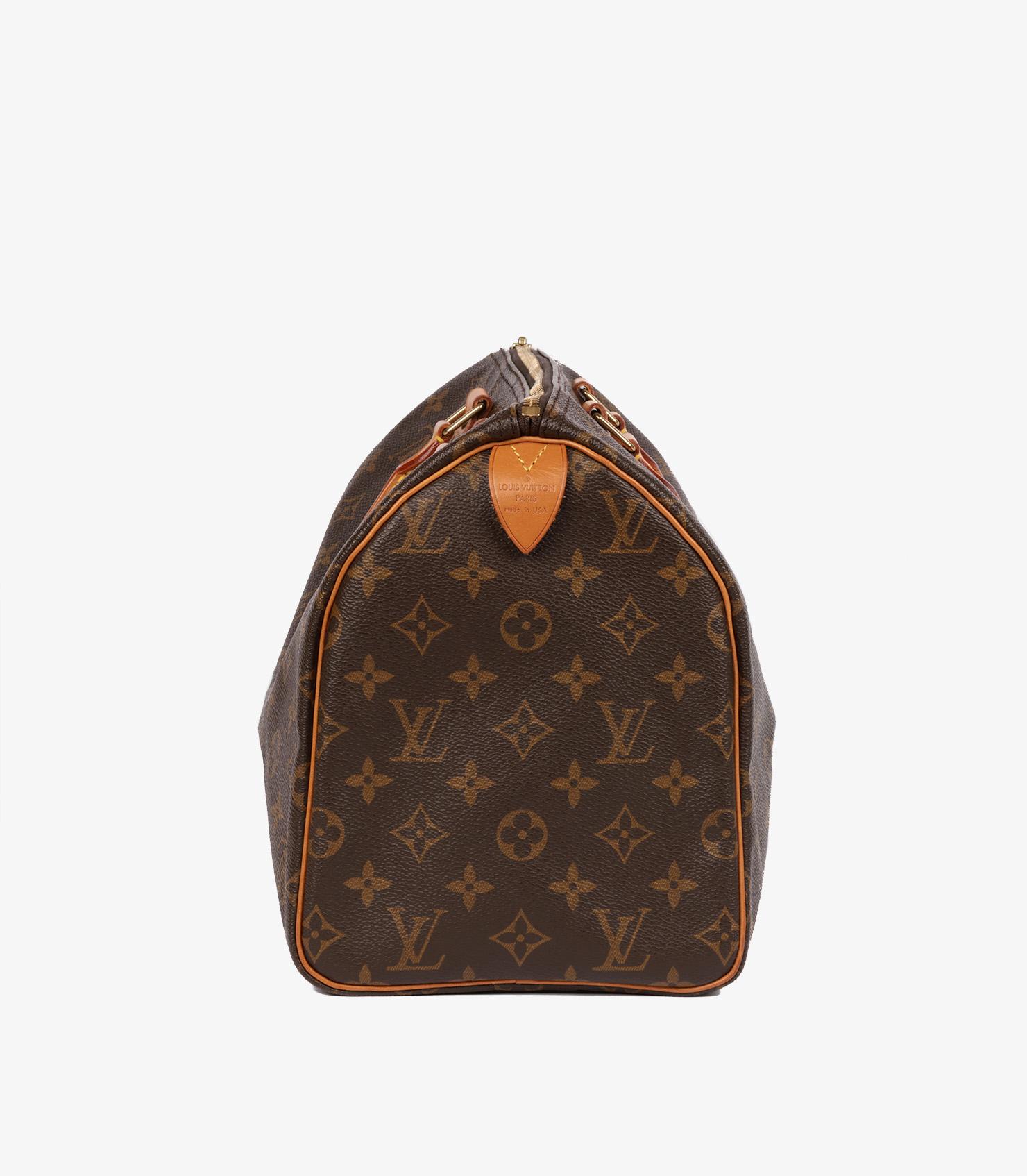 Black Louis Vuitton Brown Monogram Coated Canvas & Vachetta Leather Vintage Speedy 30