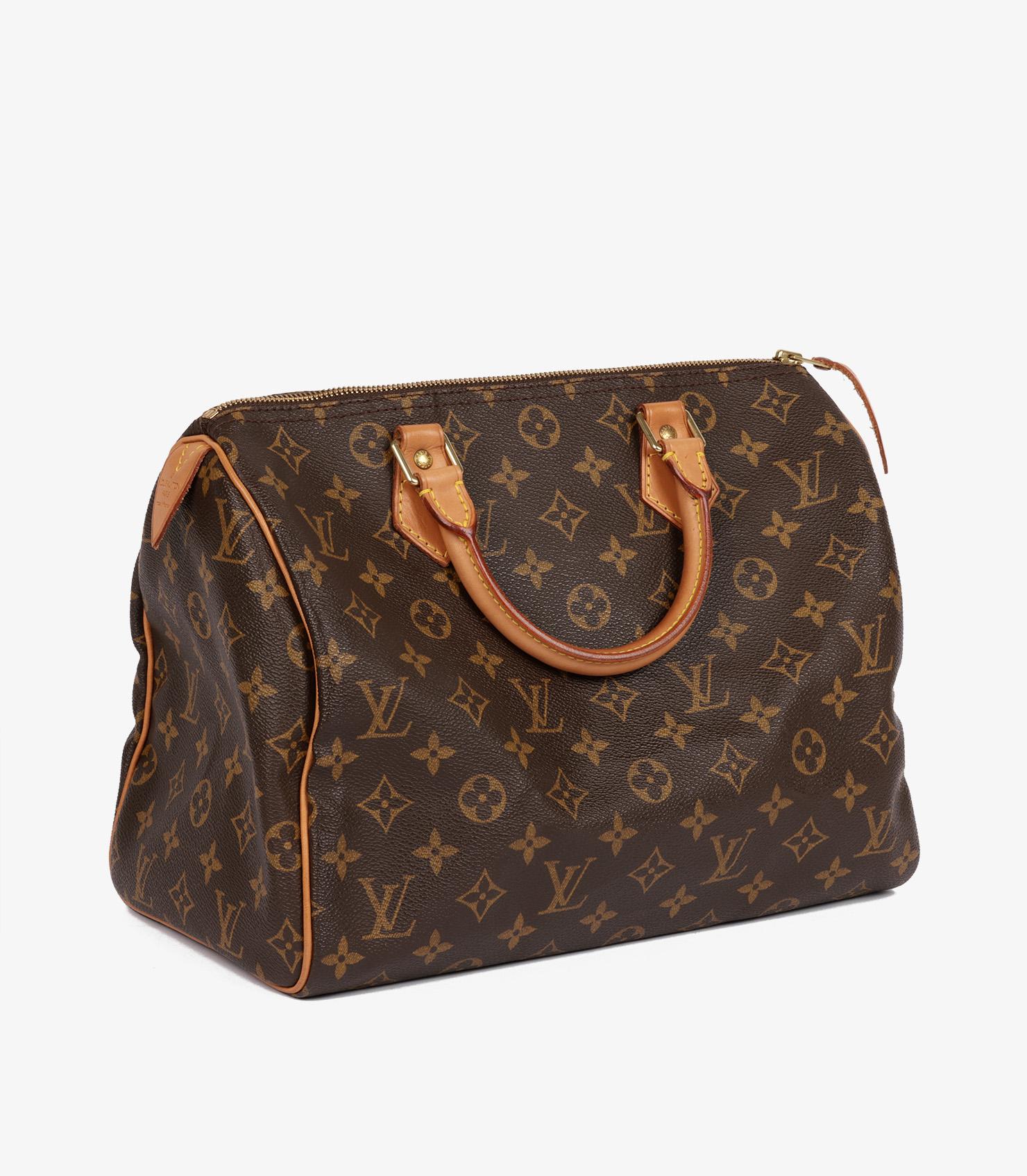 Noir Louis Vuitton Brown Monogram Coated Canvas & Vachetta Leather Vintage Speedy 30