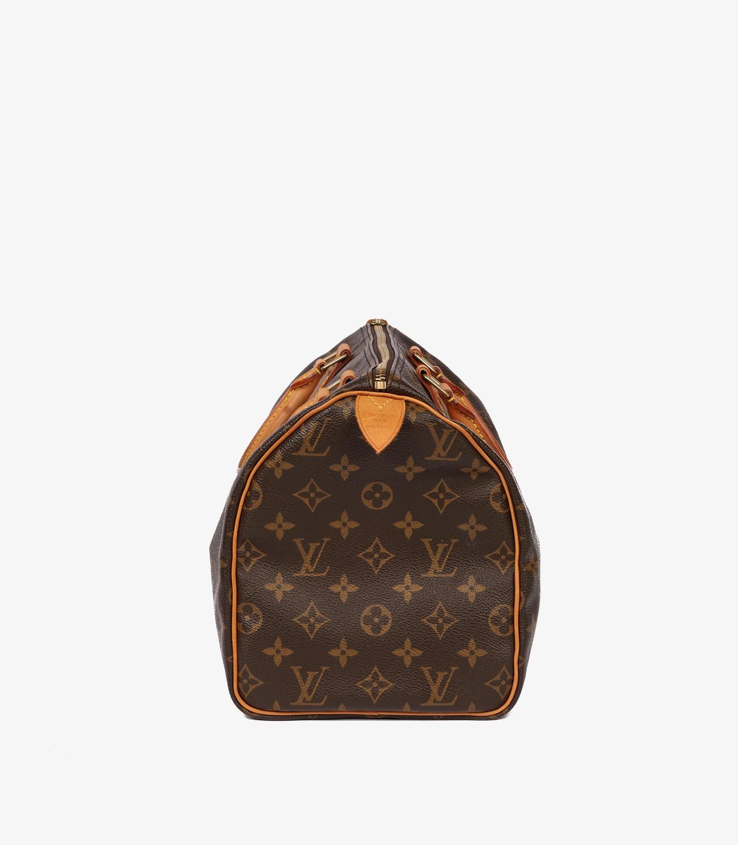Louis Vuitton Brown Monogram Coated Canvas & Vachetta Leather Vintage Speedy 30 In Excellent Condition In Bishop's Stortford, Hertfordshire