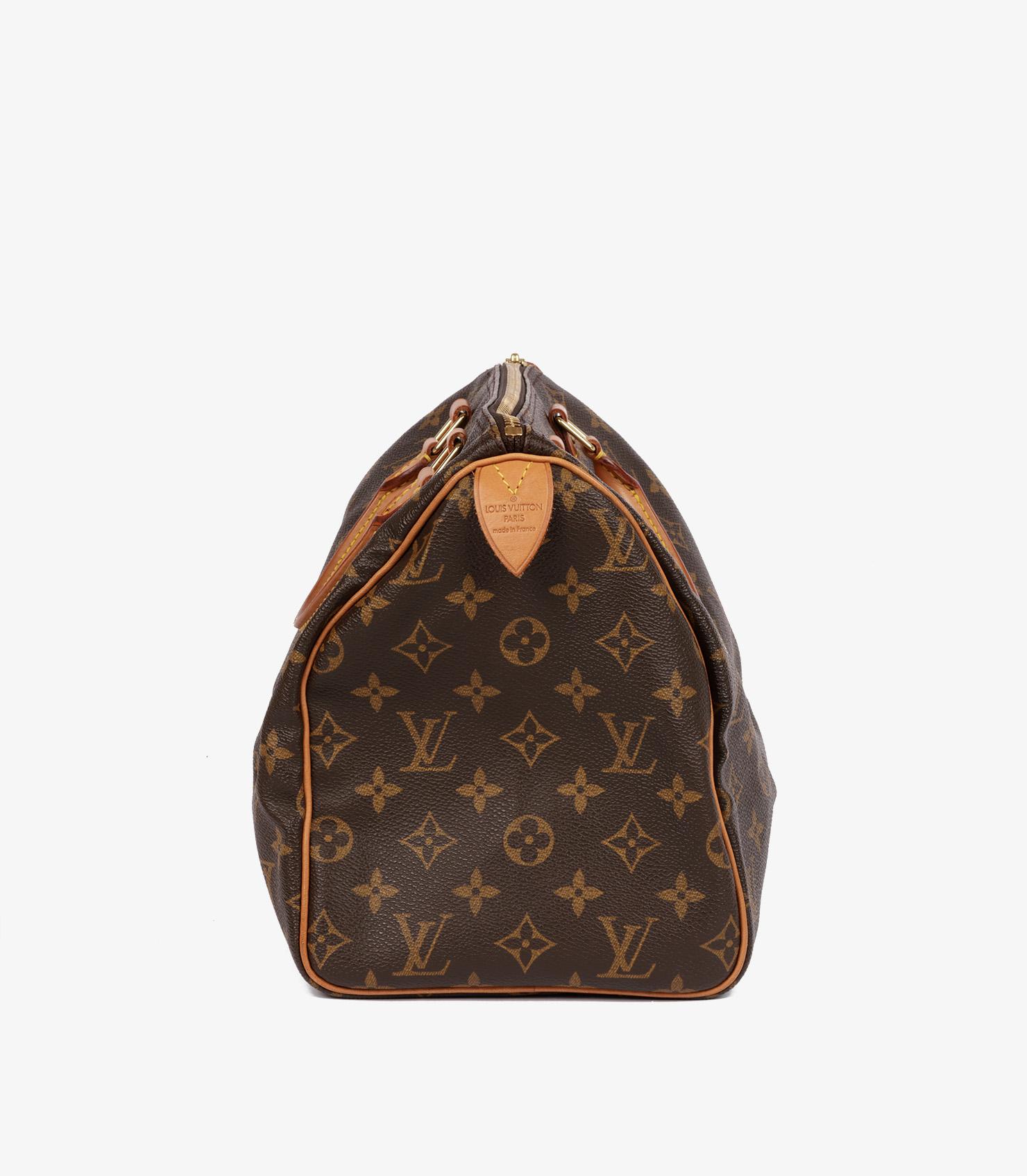 Louis Vuitton Brown Monogram Coated Canvas & Vachetta Leather Vintage Speedy 30 Excellent état à Bishop's Stortford, Hertfordshire