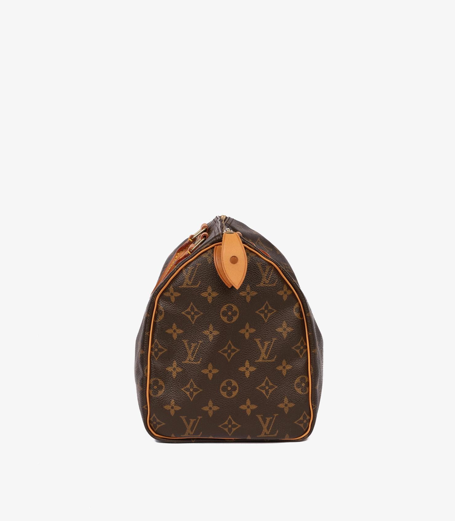 Women's or Men's Louis Vuitton Brown Monogram Coated Canvas & Vachetta Leather Vintage Speedy 30