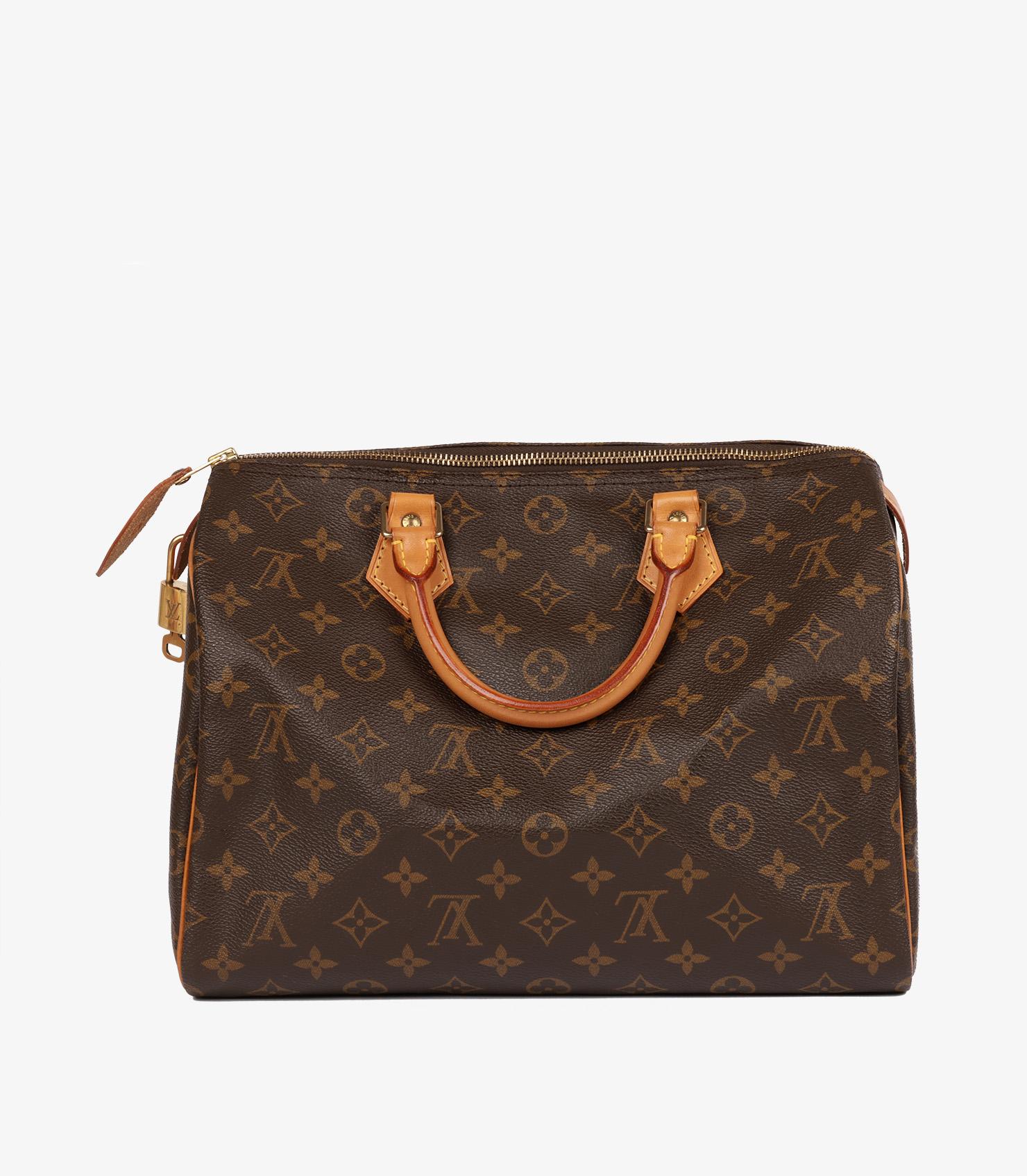 Women's or Men's Louis Vuitton Brown Monogram Coated Canvas & Vachetta Leather Vintage Speedy 30