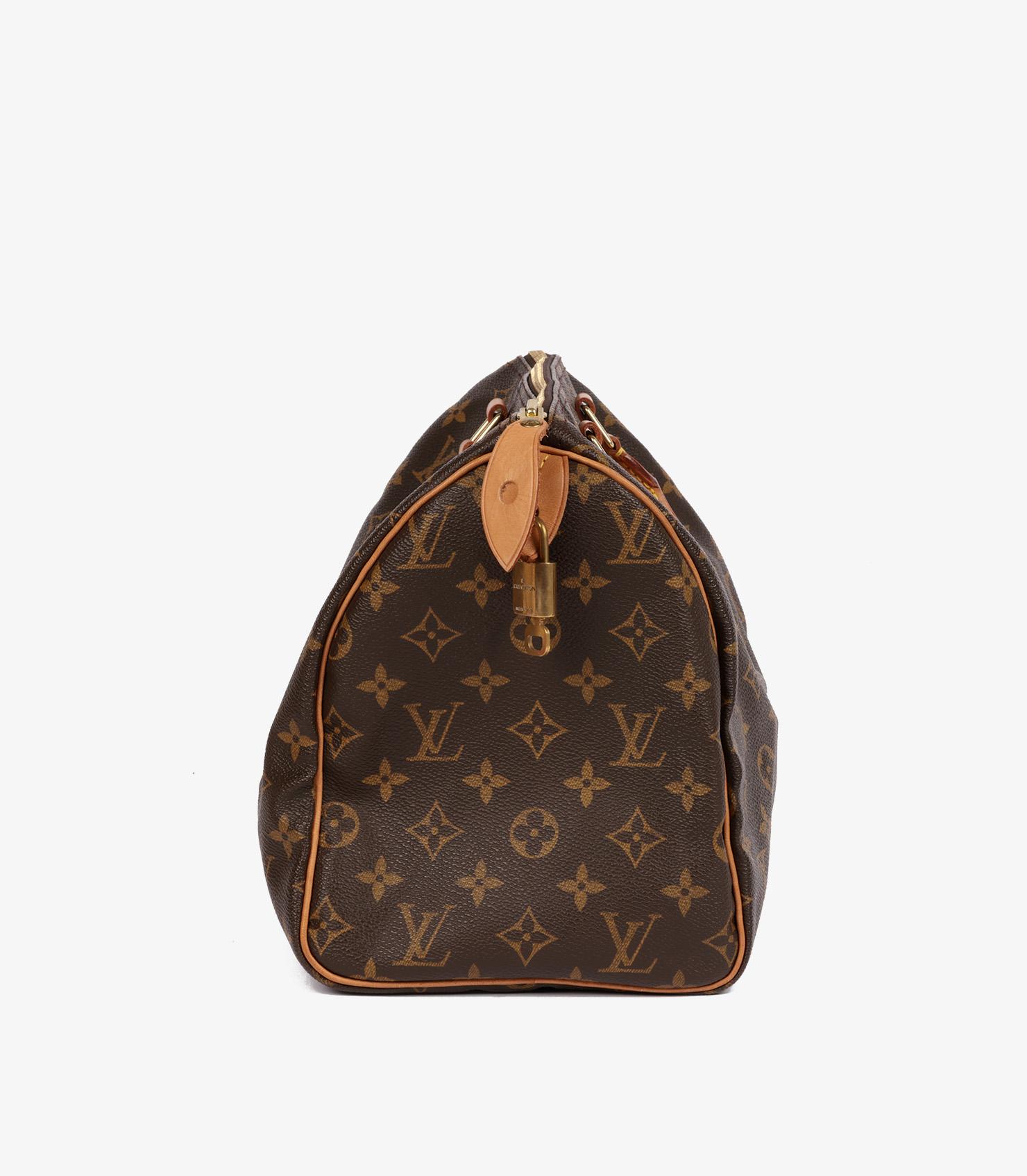  Louis Vuitton Brown Monogram Coated Canvas & Vachetta Leather Vintage Speedy 30 Unisexe 