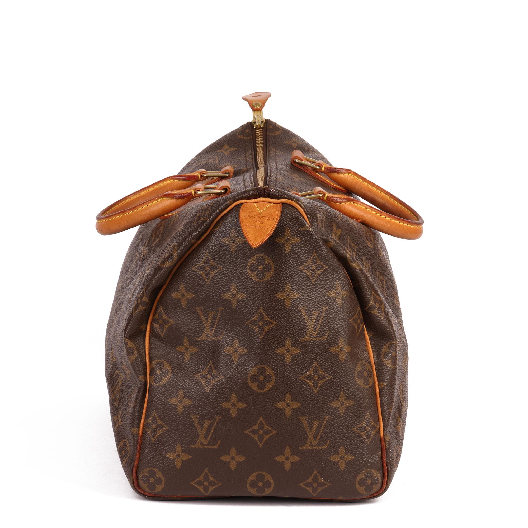 Louis Vuitton Brown Monogram Coated Canvas & Vachetta Leather Vintage Speedy 35 6