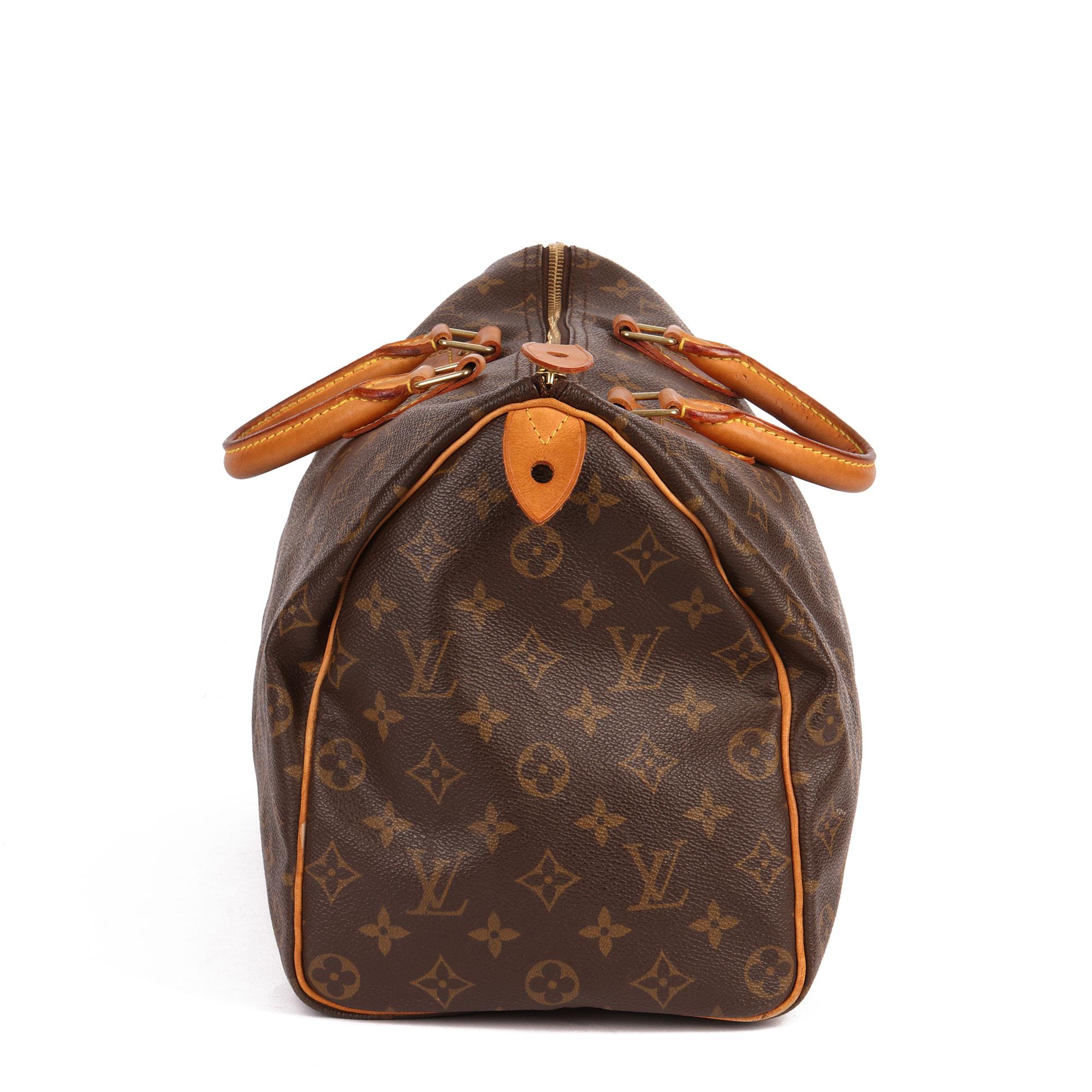 Louis Vuitton Brown Monogram Coated Canvas & Vachetta Leather Vintage Speedy 35 7