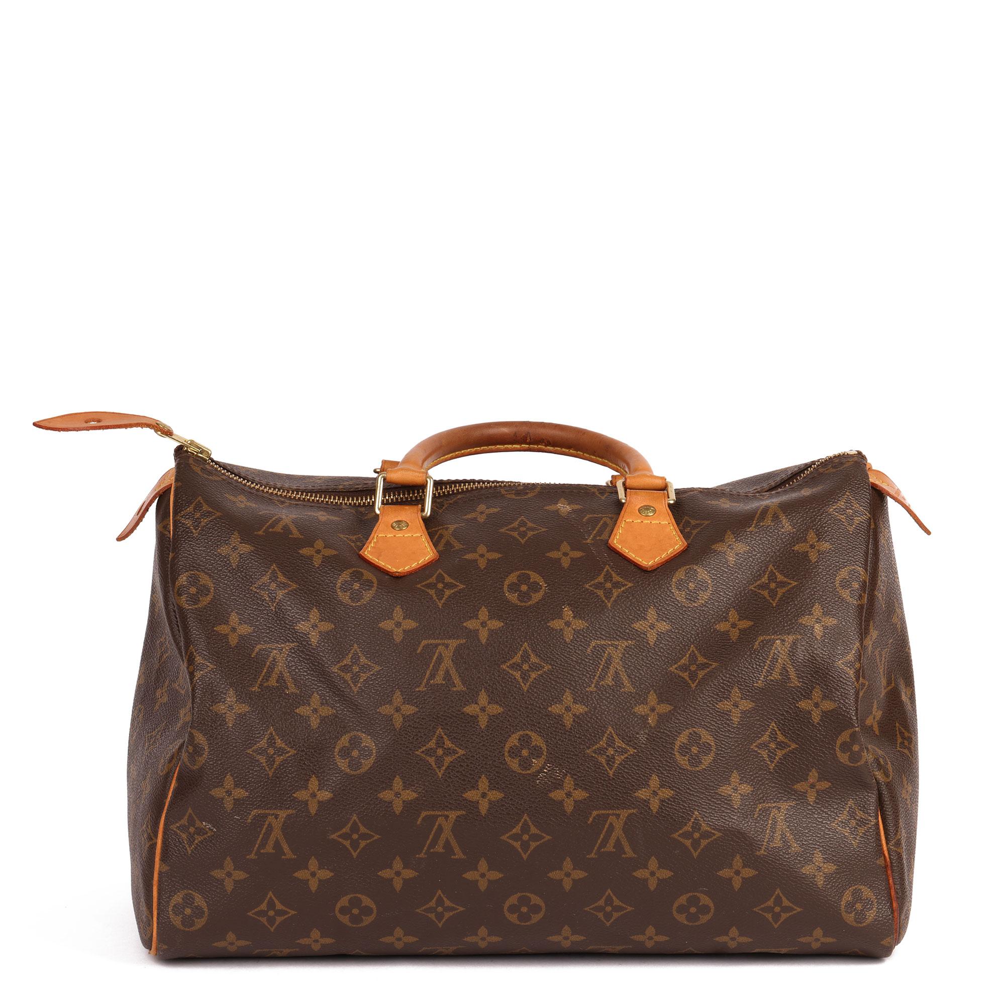 Louis Vuitton Brown Monogram Coated Canvas & Vachetta Leather Vintage Speedy 35 8