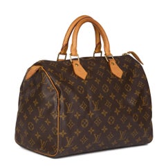 LOUIS VUITTON Brown Monogram Coated Canvas & Vachetta Leather Vintage Speedy 35