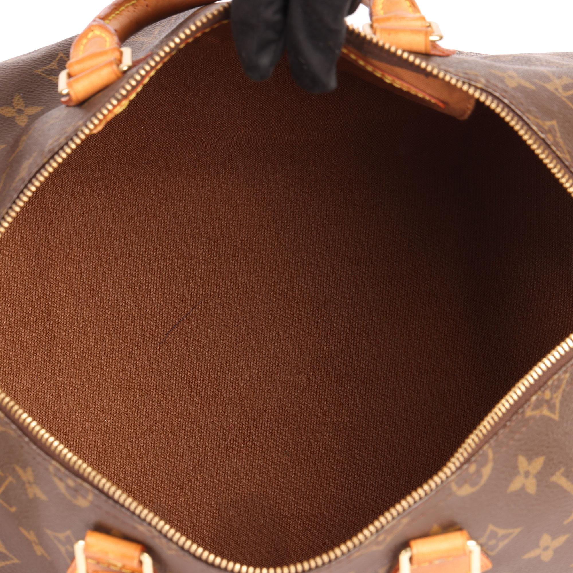 Louis Vuitton Brown Monogram Coated Canvas & Vachetta Leather Vintage Speedy 35 2