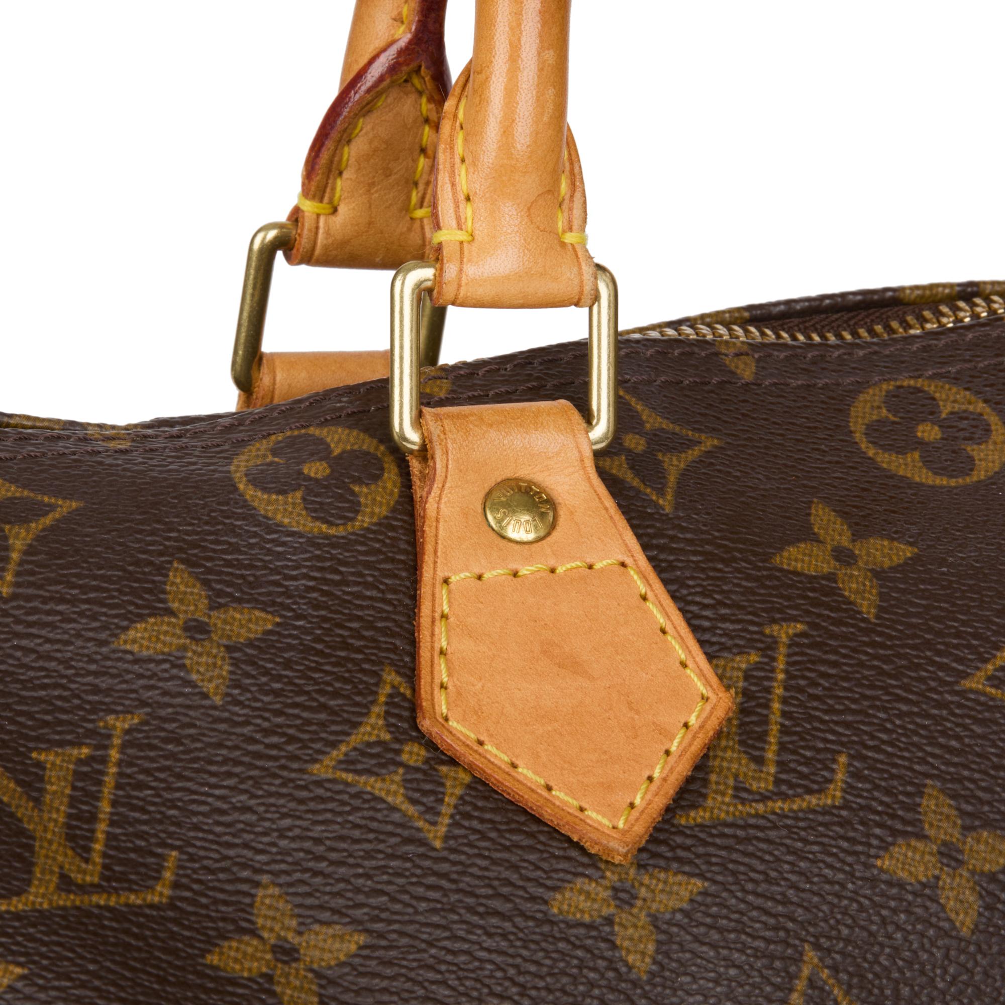 LOUIS VUITTON Brown Monogram Coated Canvas & Vachetta Leather Vintage Speedy 35 3