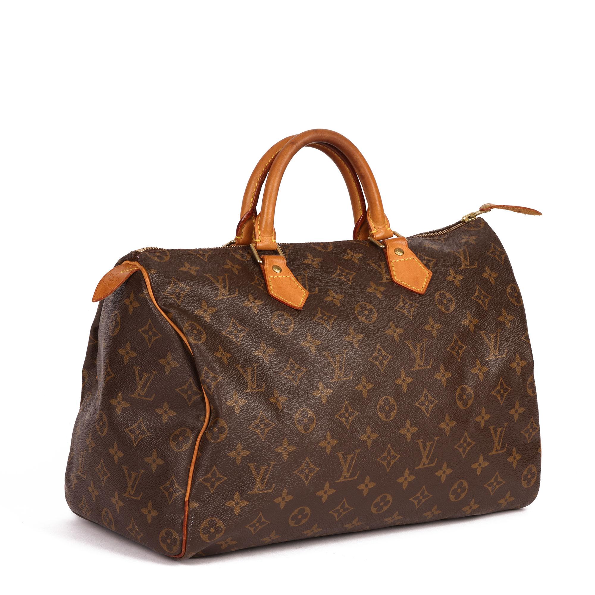 Louis Vuitton Brown Monogram Coated Canvas & Vachetta Leather Vintage Speedy 35 5