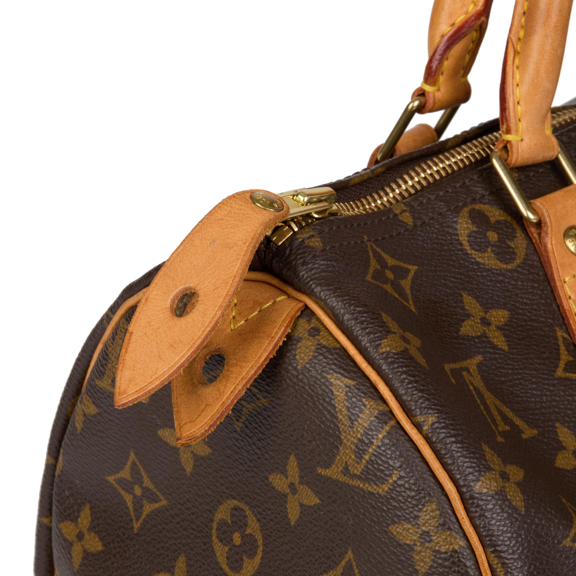 LOUIS VUITTON Brown Monogram Coated Canvas & Vachetta Leather Vintage Speedy 35 4