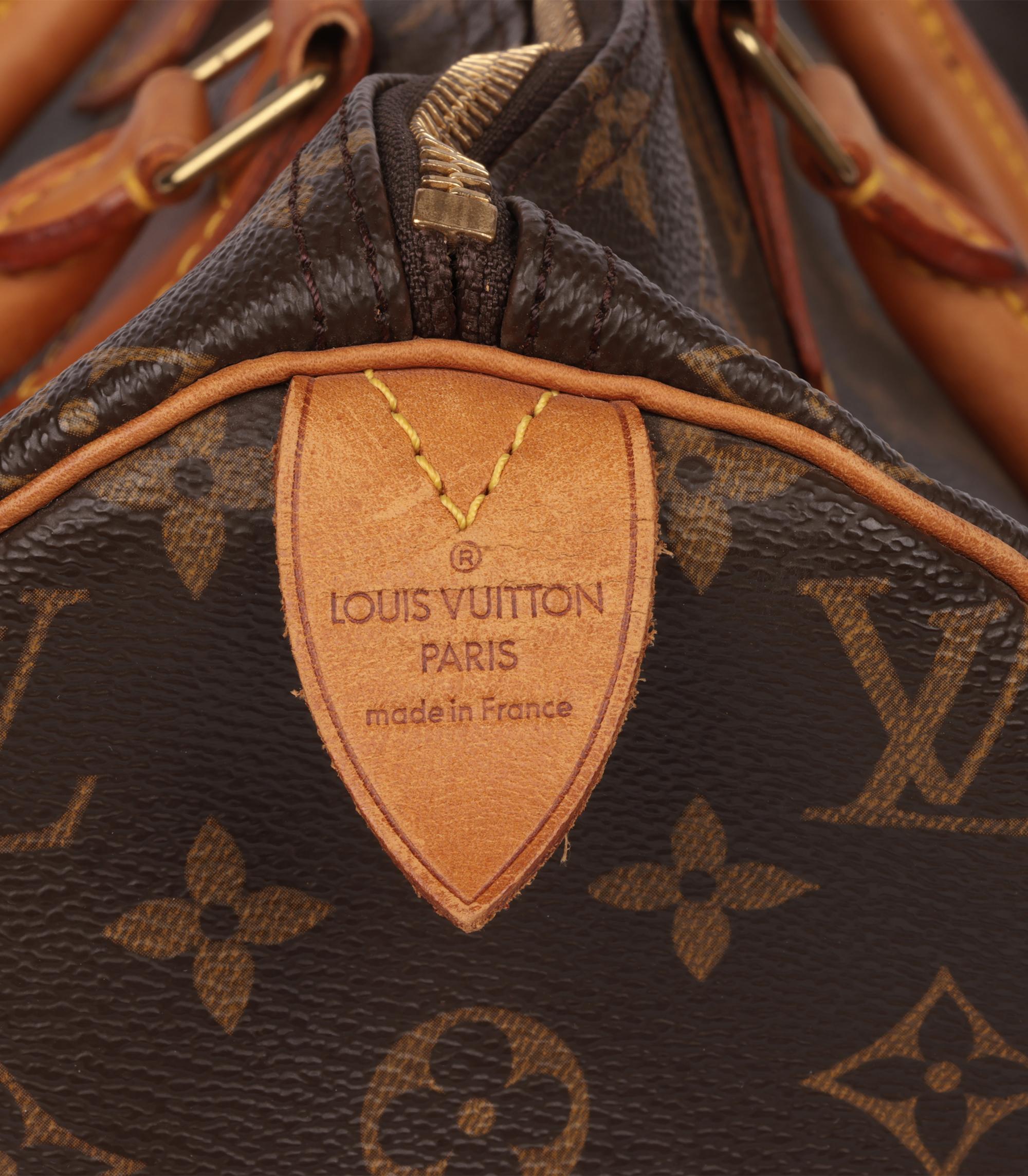 Women's Louis Vuitton Brown Monogram Coated Canvas & Vachetta Leather Vintage Speedy 40