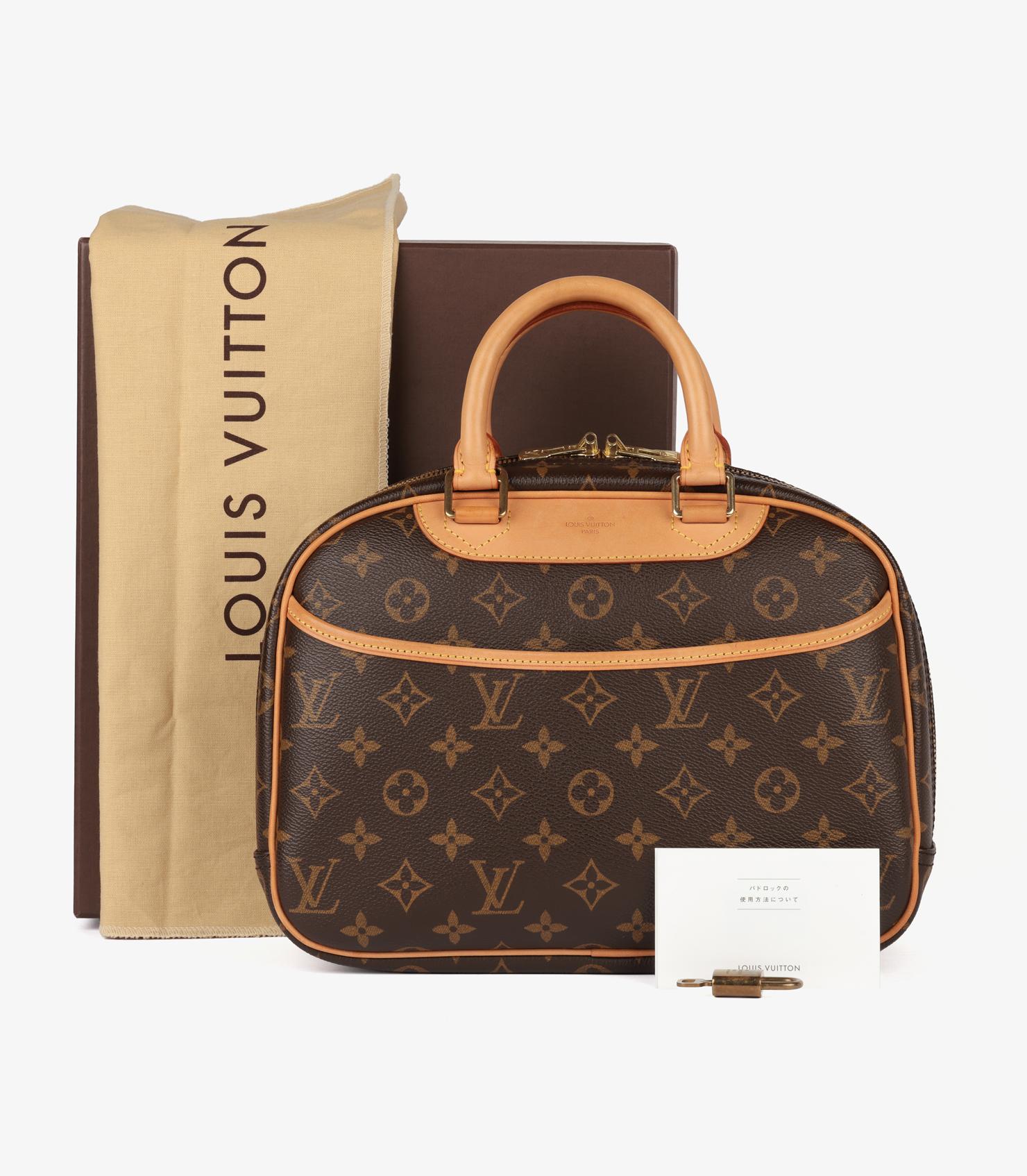 Louis Vuitton Brown Monogram Coated Canvas & Vachetta Leather Vintage Trouville en venta 6