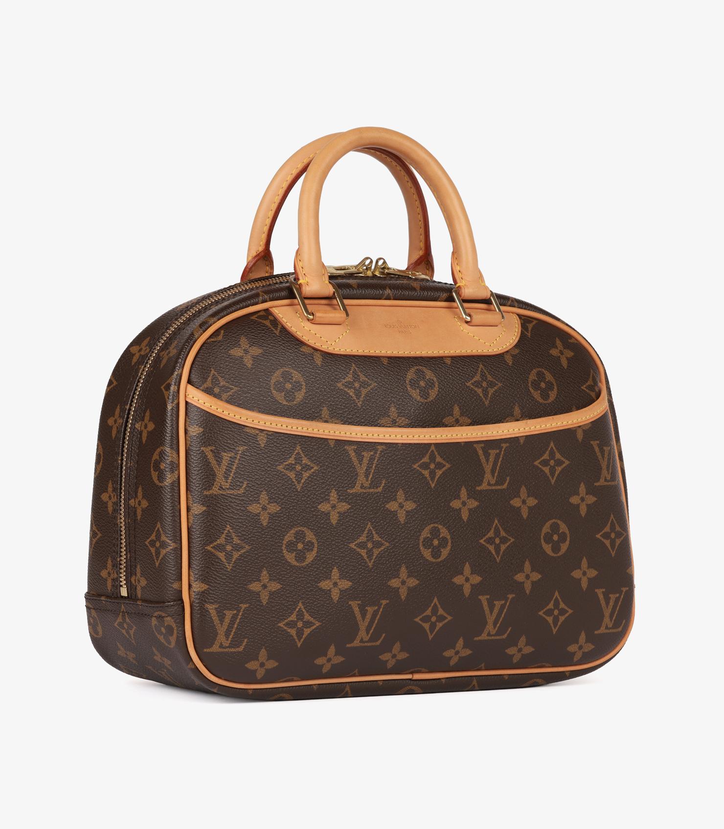 Louis Vuitton Brown Monogram Coated Canvas & Vachetta Leather Vintage Trouville Marrón en venta