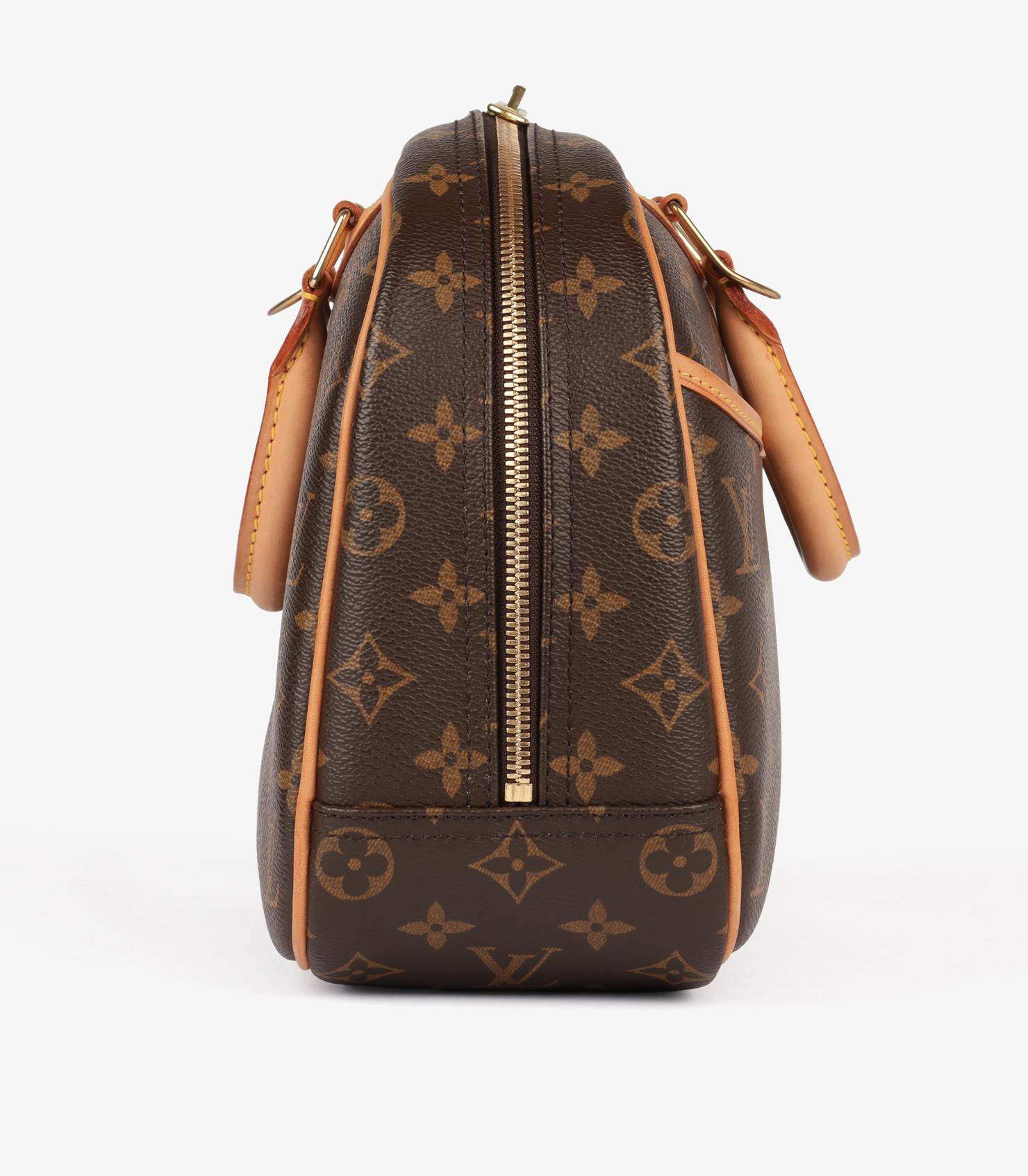 Louis Vuitton Brown Monogram Coated Canvas & Vachetta Leather Vintage Trouville en Excelente estado para la venta en Bishop's Stortford, Hertfordshire
