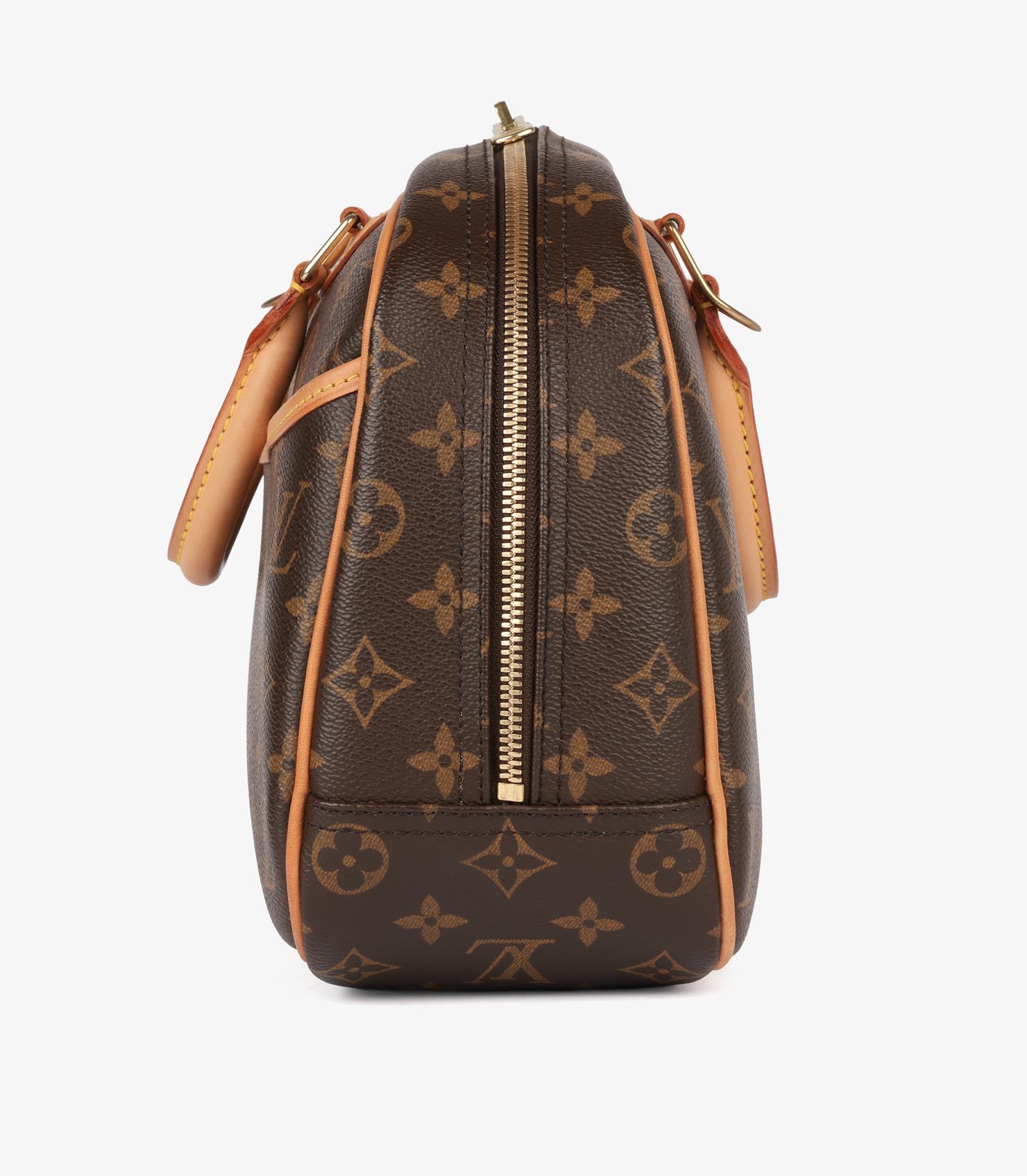 Femenino o masculino Louis Vuitton Brown Monogram Coated Canvas & Vachetta Leather Vintage Trouville en venta