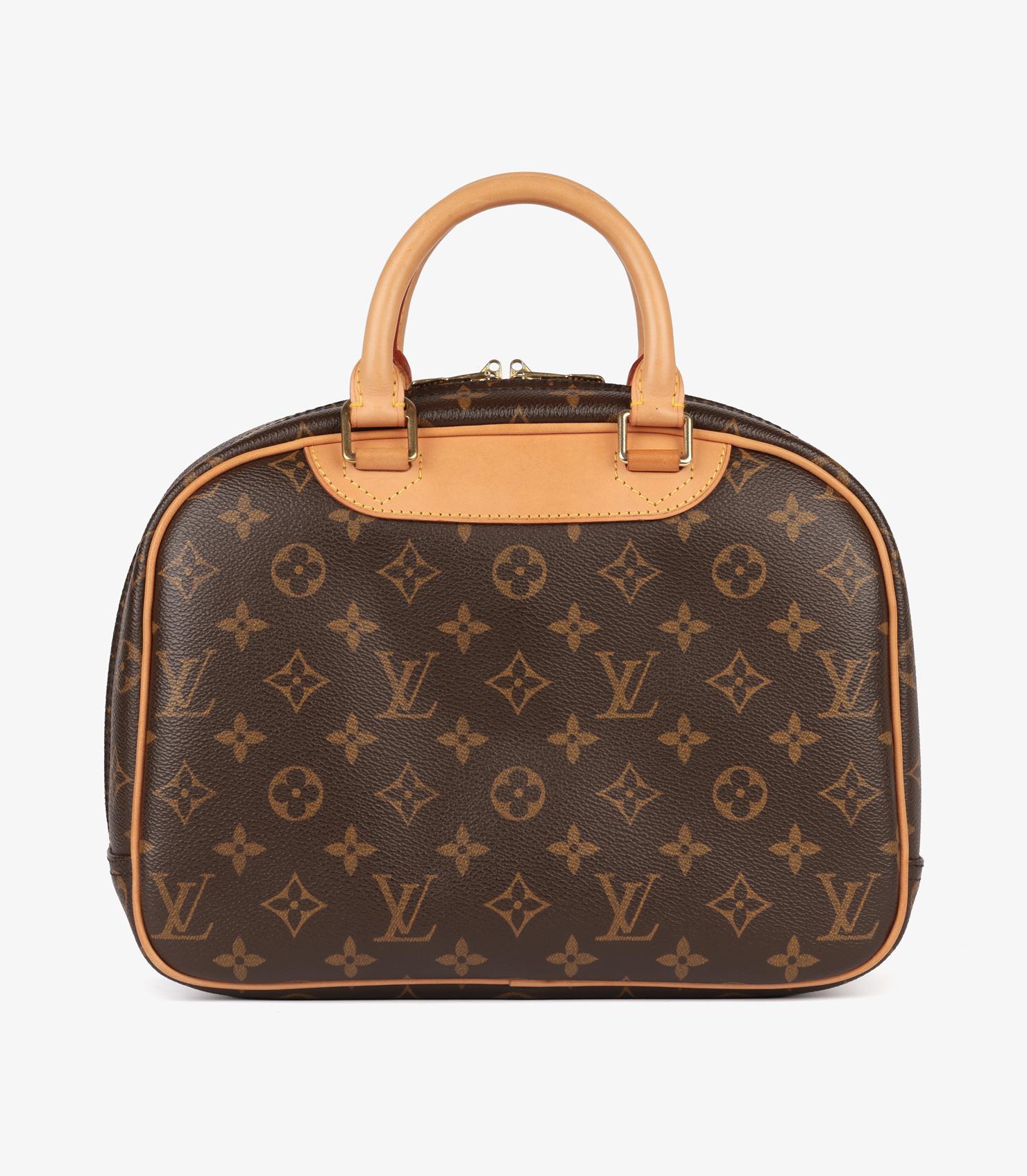 Louis Vuitton Brown Monogram Coated Canvas & Vachetta Leather Vintage Trouville en venta 1