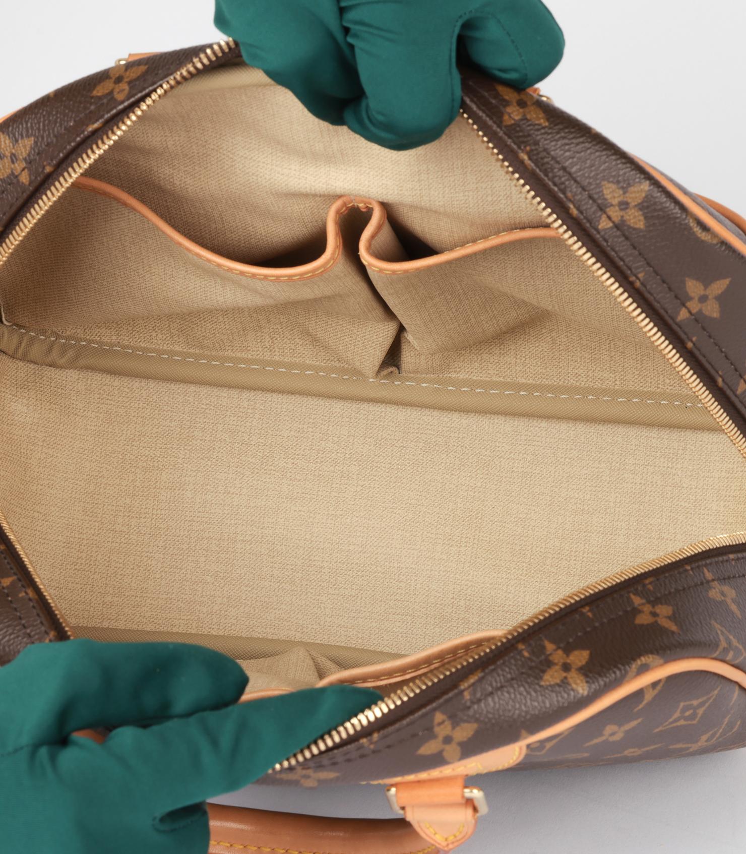 Louis Vuitton Brown Monogram Coated Canvas & Vachetta Leather Vintage Trouville en venta 4