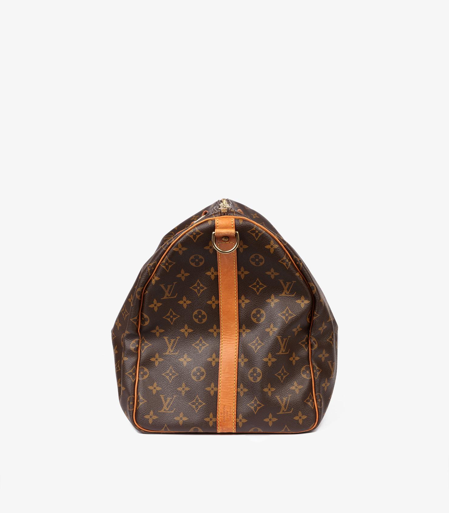 Black Louis Vuitton Brown Monogram Coated Canvas Vintage Keepall 55 Bandoulière