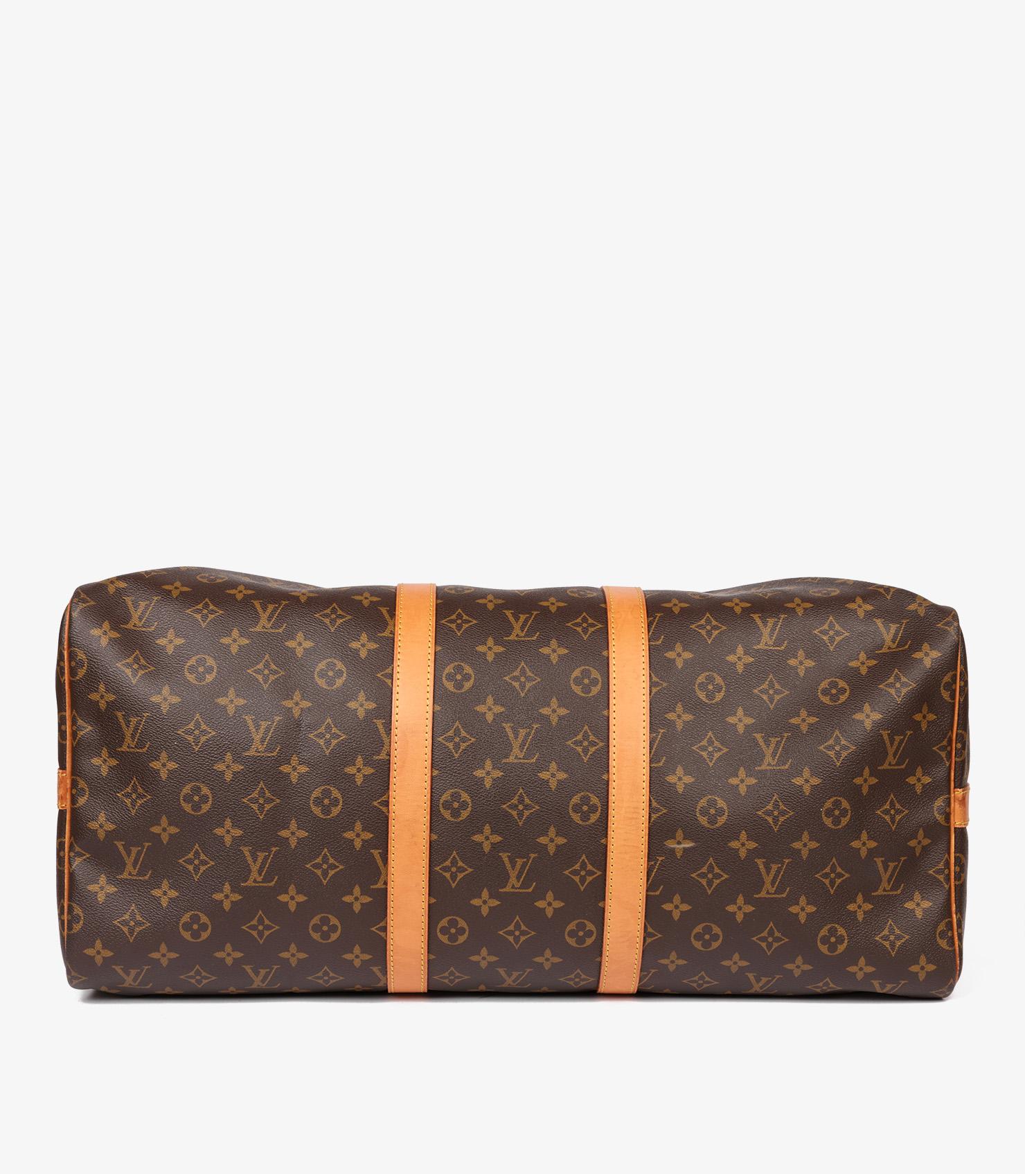 Women's or Men's Louis Vuitton Brown Monogram Coated Canvas Vintage Keepall 55 Bandoulière