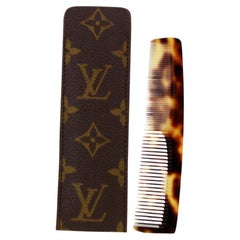 Vintage Louis Vuitton Brown Monogram Comb Case Etui with Hair Brush Holder 872773