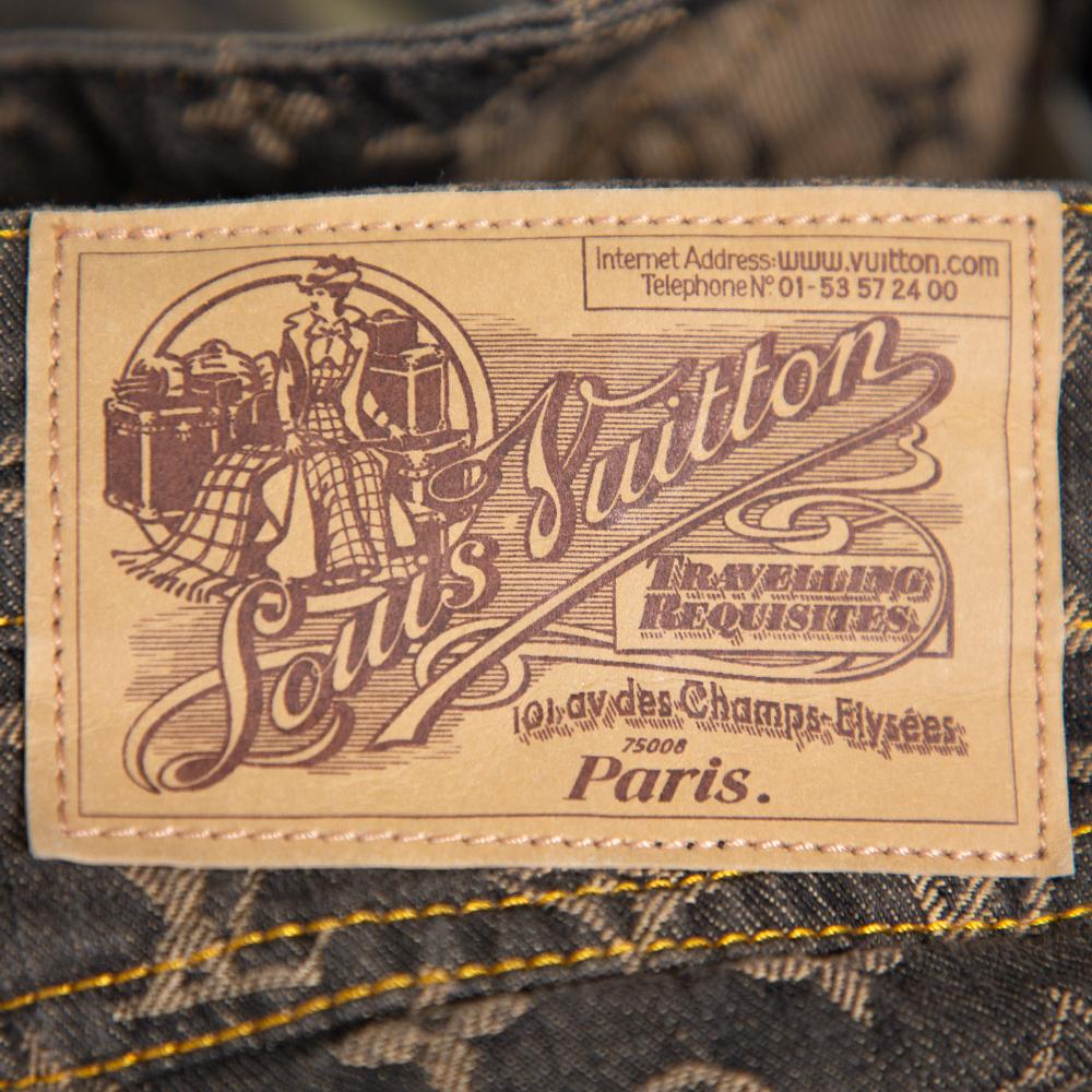 Black Louis Vuitton Brown Monogram Denim Jeans L
