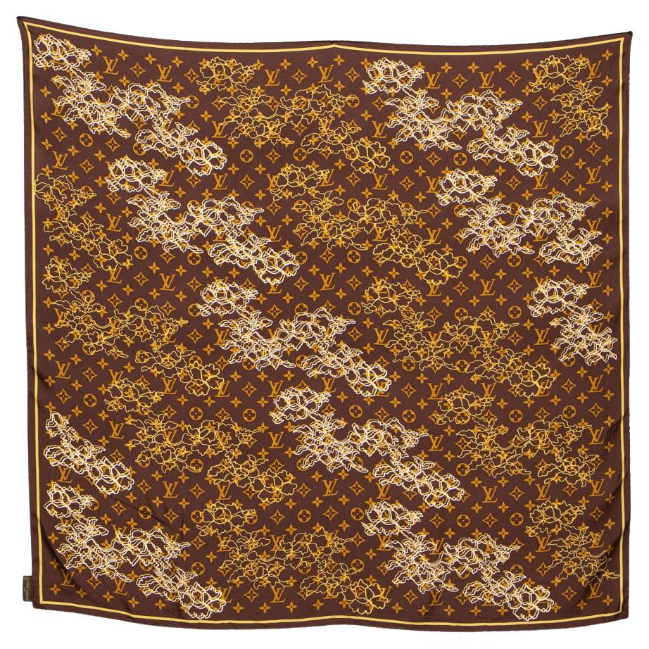 Auth Louis Vuitton Women Bandana Scarf Bandeau Warp Monogram Silk Brown  Mint